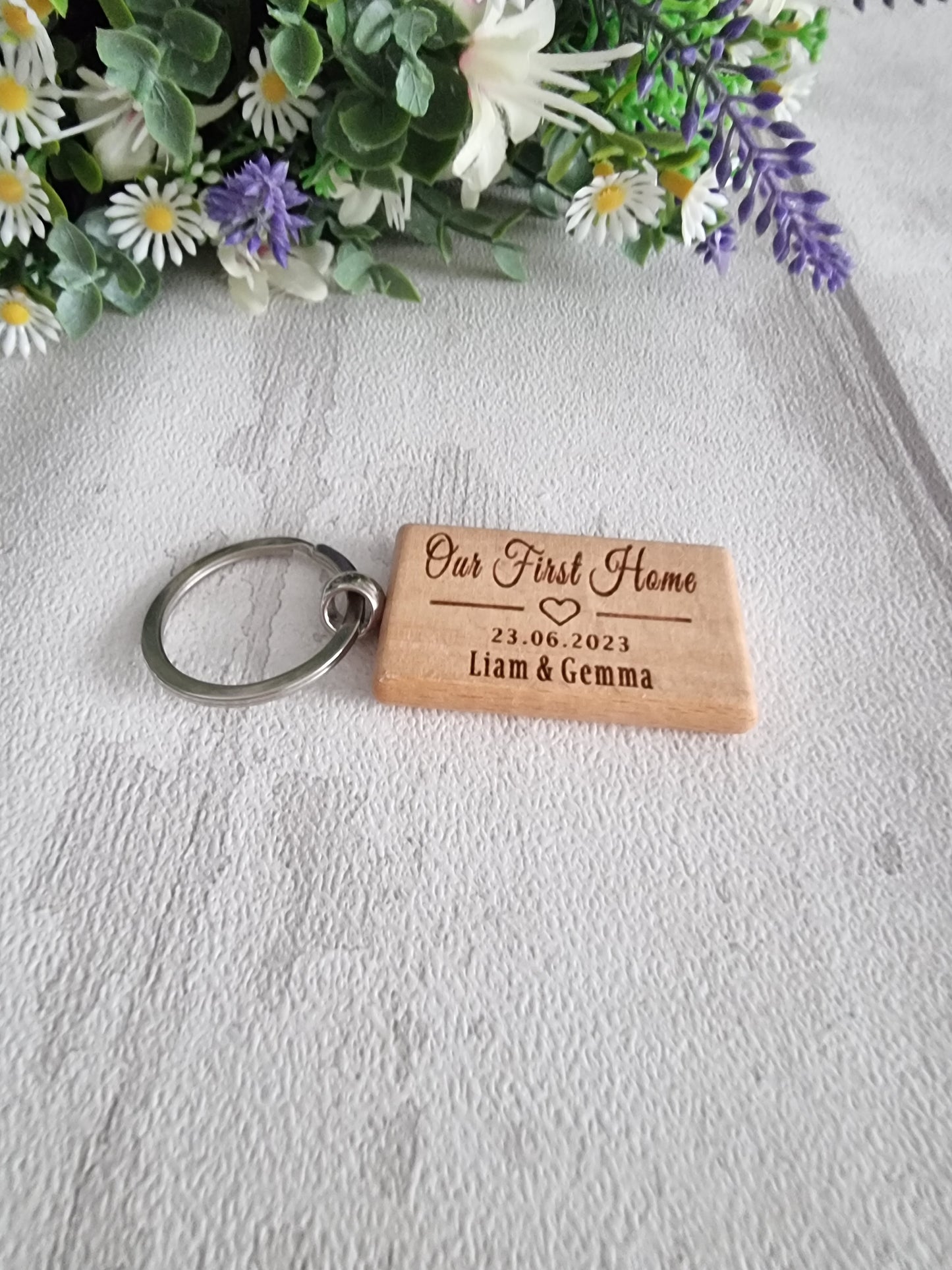 x2 Our first home Personalised keyring.