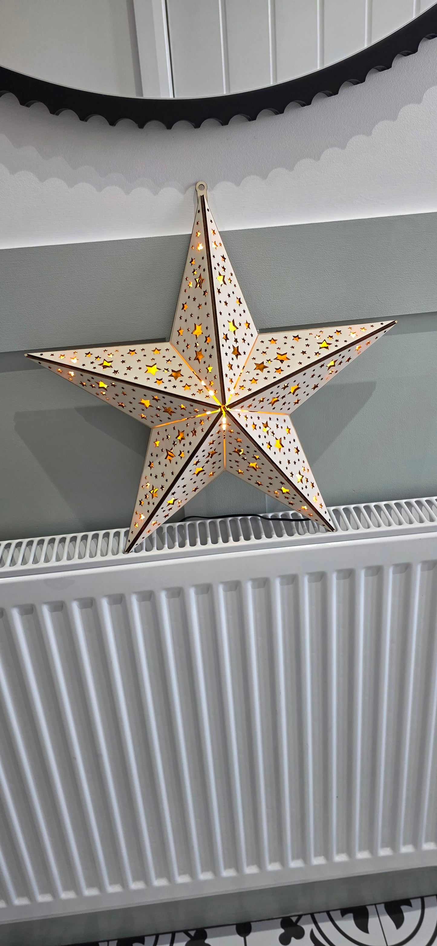 Bespoke wooden Star light Christmas decoration.