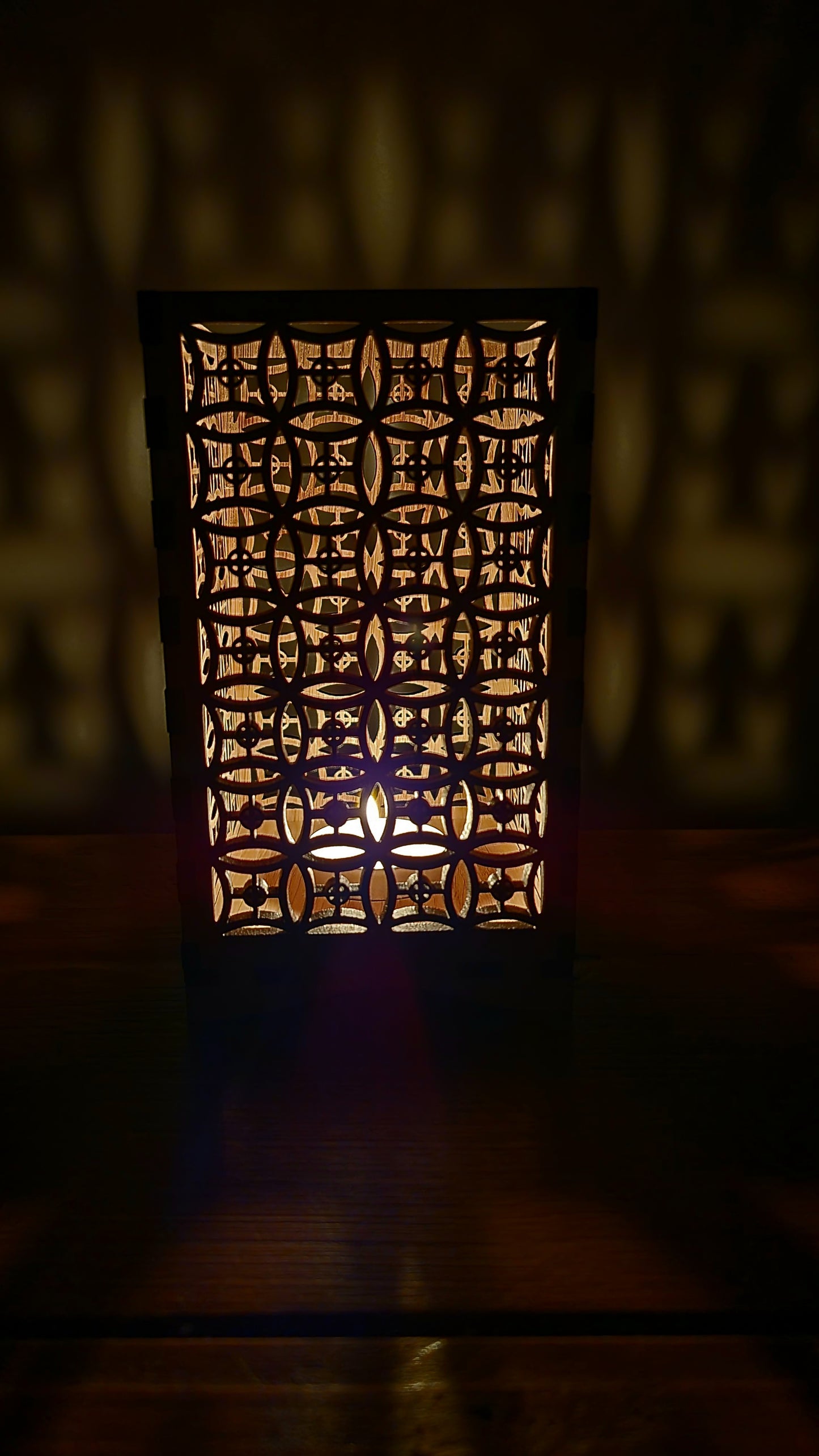 Beautiful laser cut oak veneer tea light holder. - LaserGiftsuk