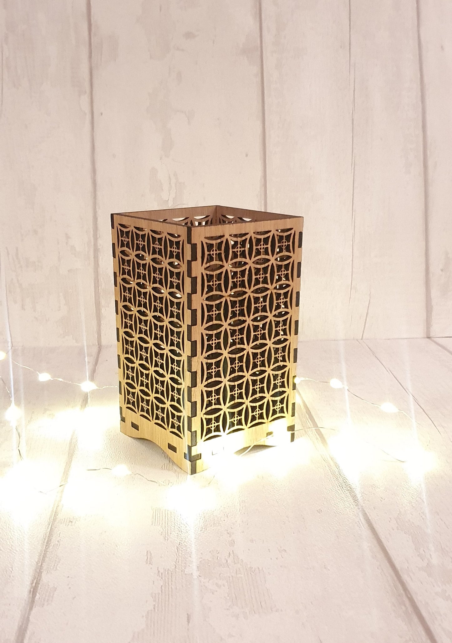 Beautiful laser cut oak veneer tea light holder. - LaserGiftsuk