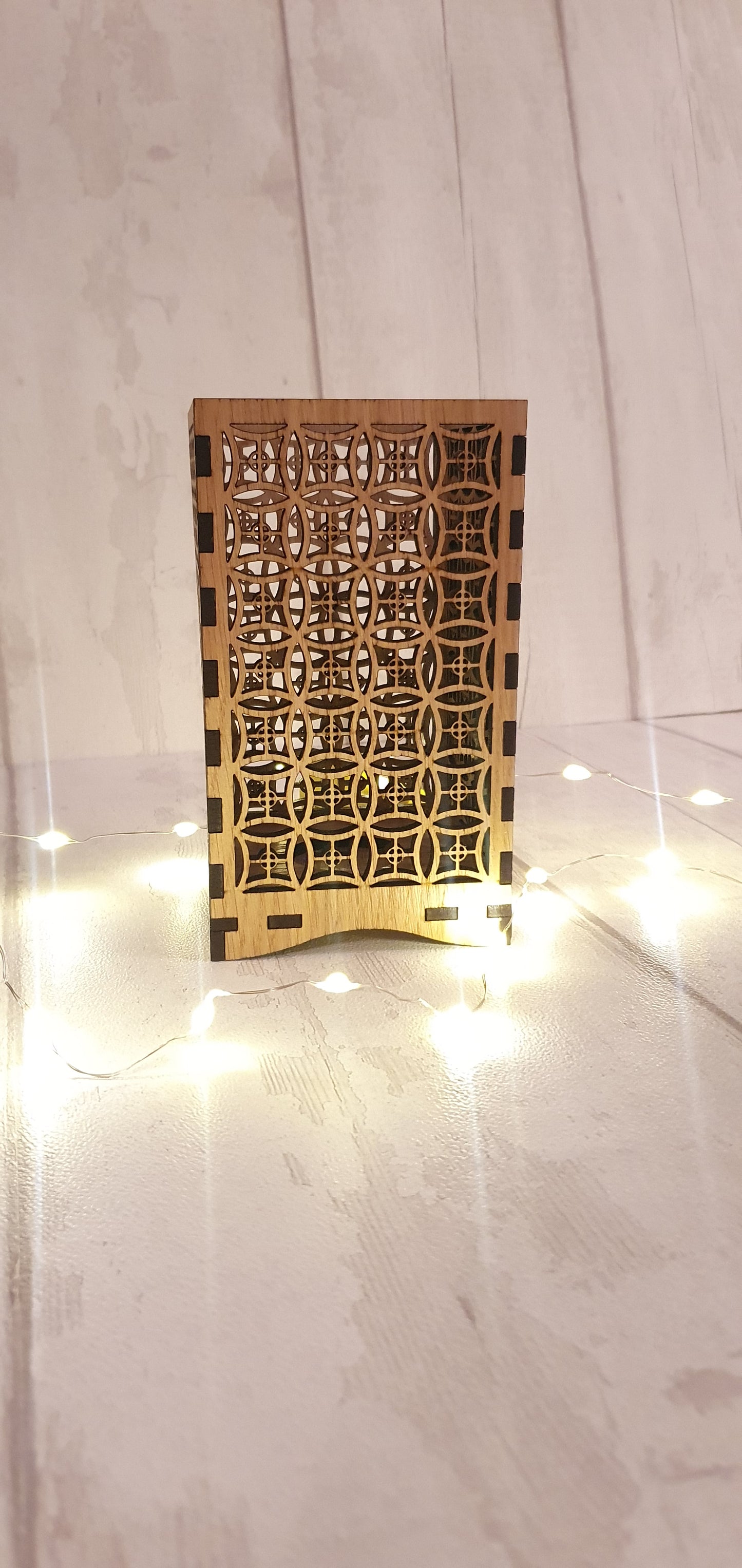 Beautiful laser cut oak veneer tea light holder. - LaserGiftsuk