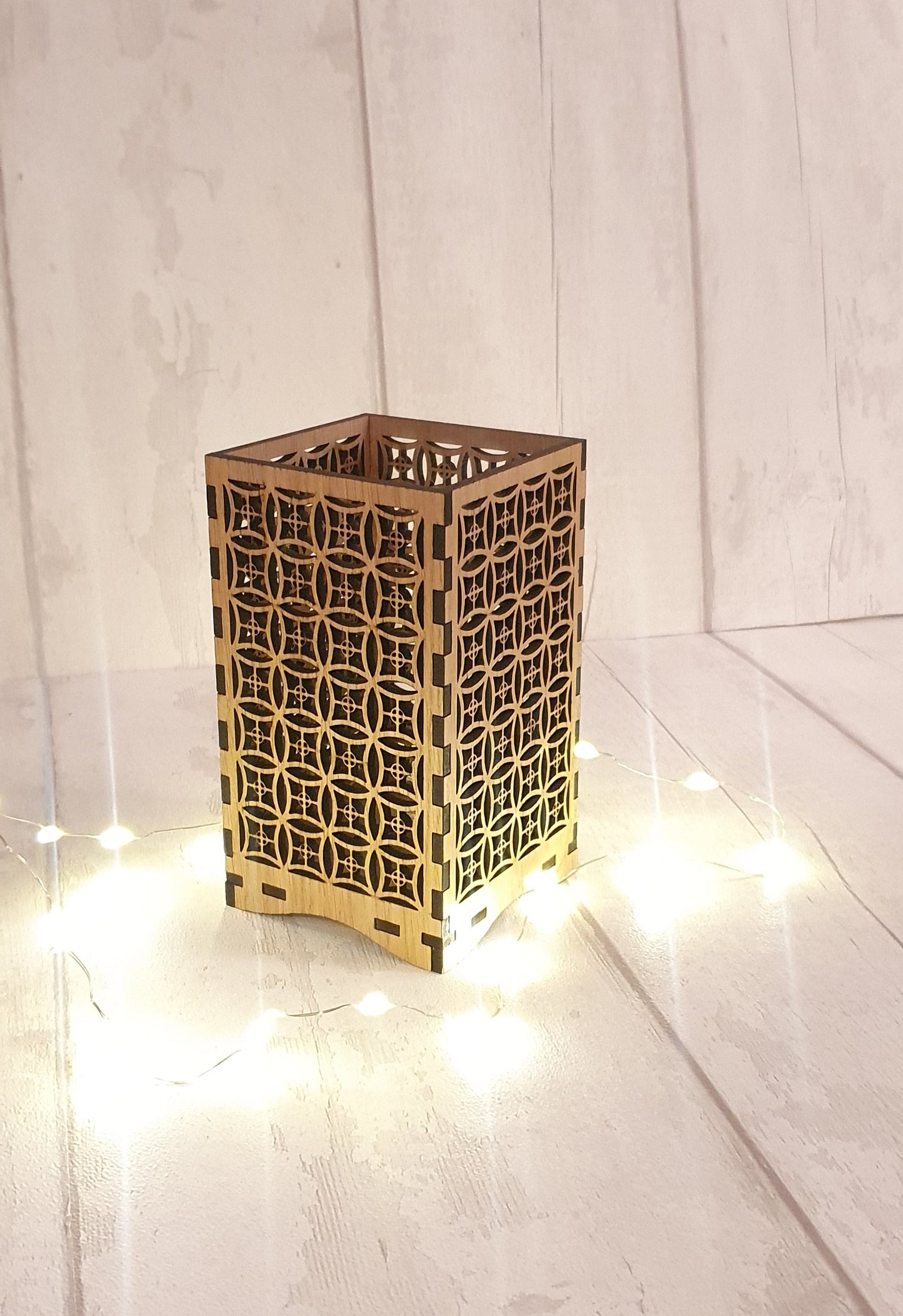 Beautiful laser cut oak veneer tea light holder. - LaserGiftsuk