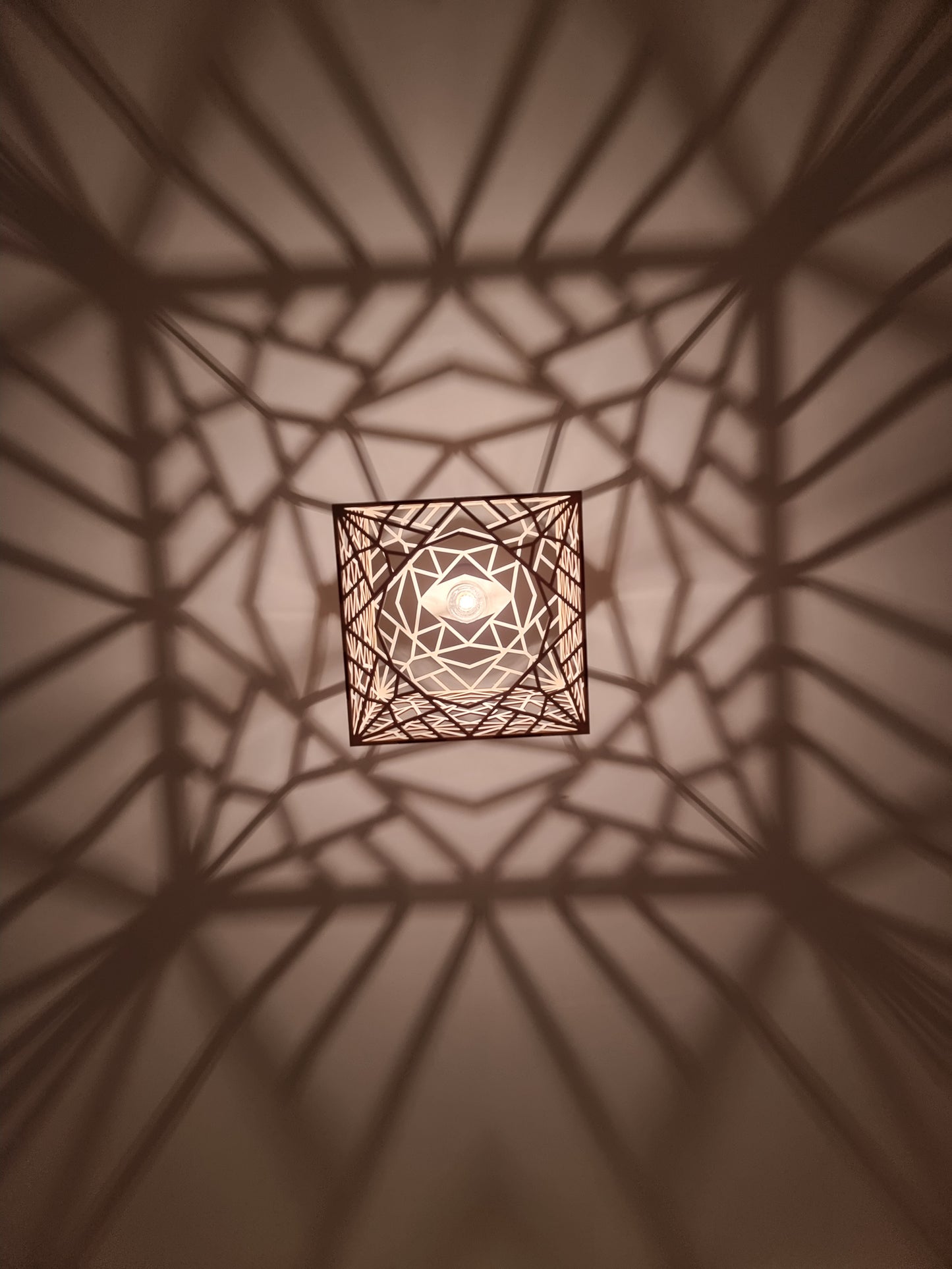 Geometric laser cut wooden light shade, home decor.