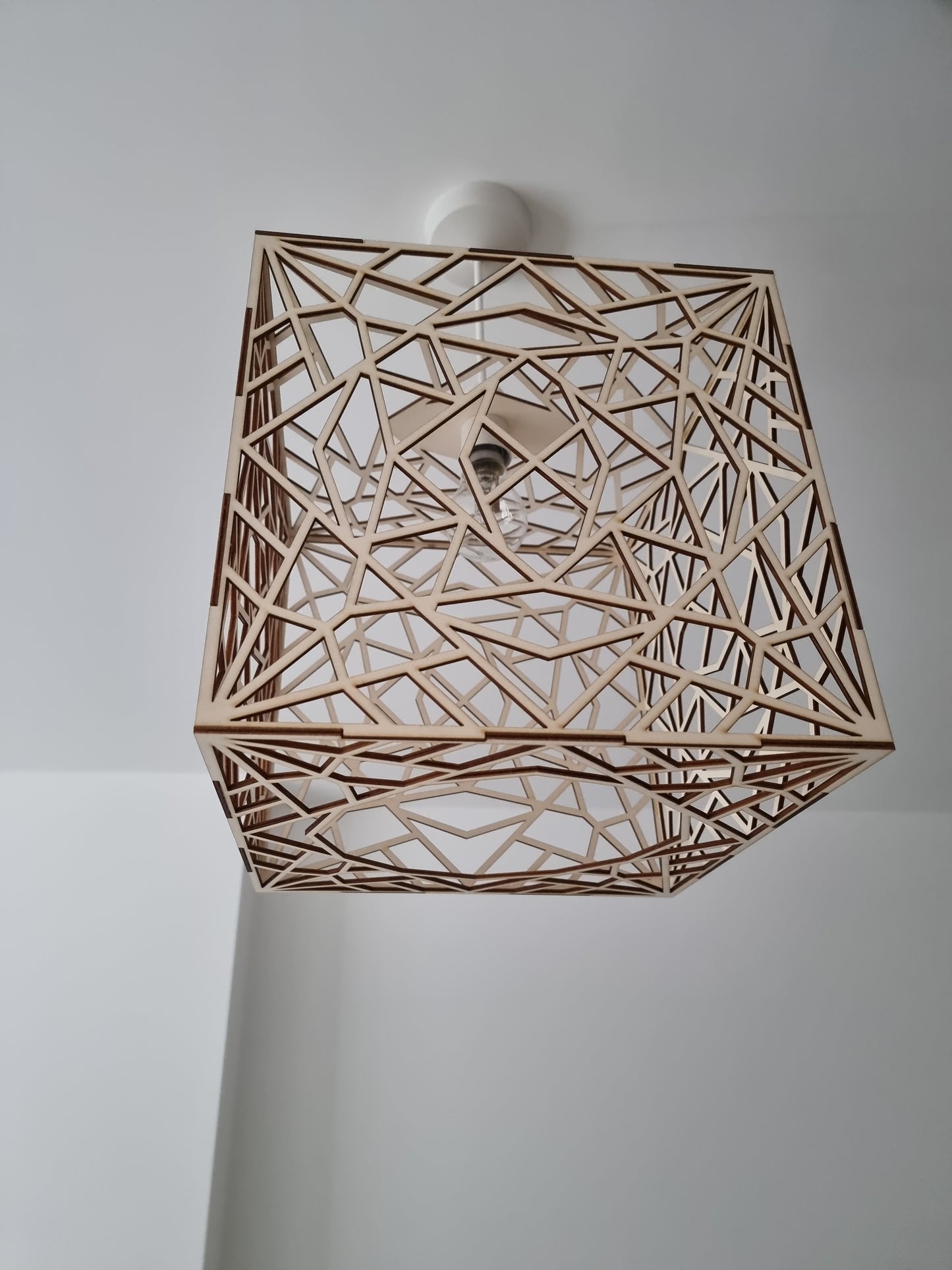 Geometric laser cut wooden light shade, home decor.