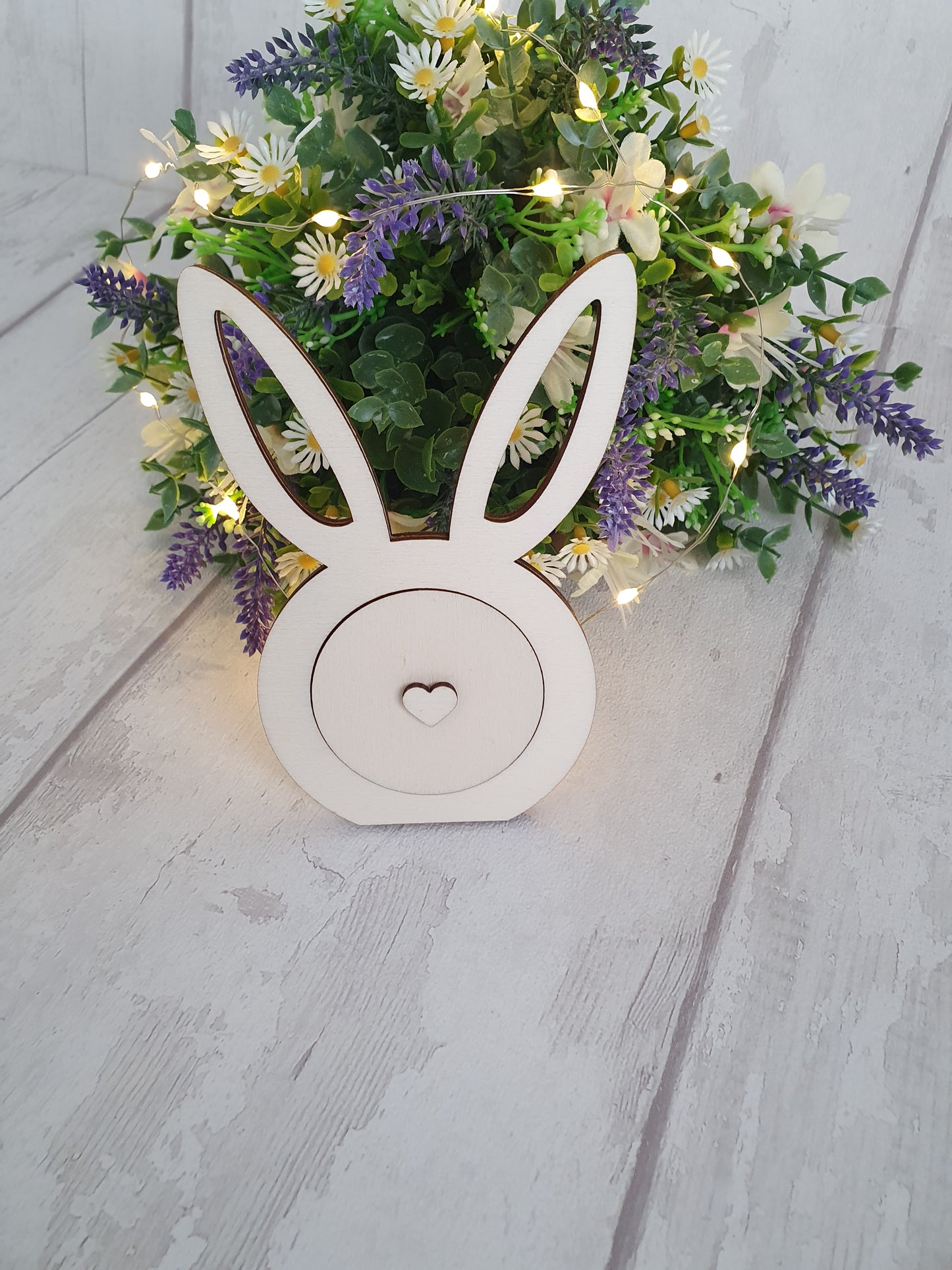 Personalised wooden Easter bunny card.