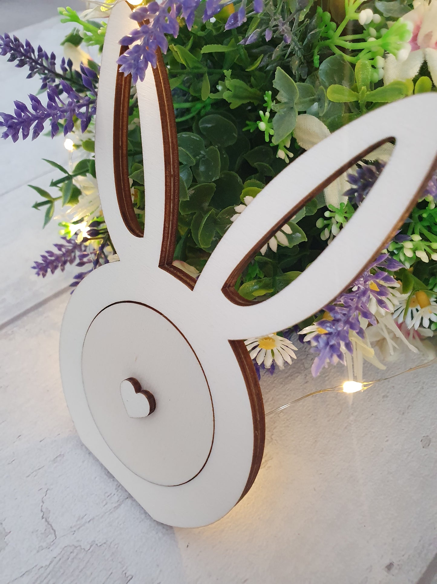 Personalised wooden Easter bunny card.