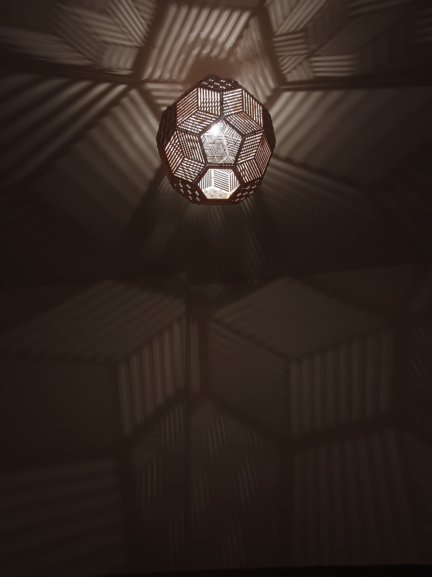 Bespoke wooden Prism light shade.