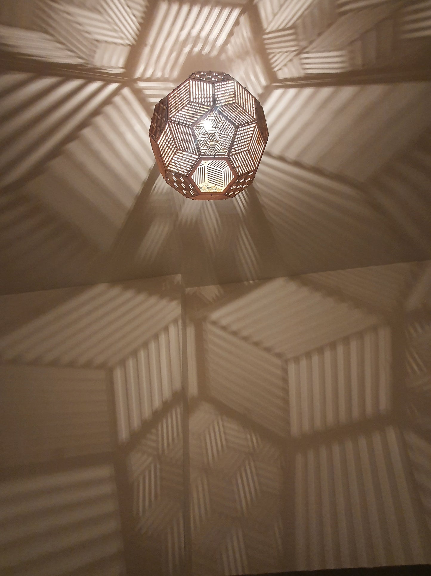 Bespoke wooden Prism light shade.