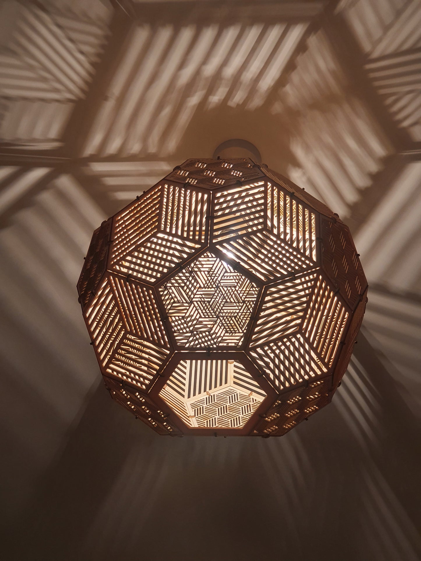 Bespoke wooden Prism light shade.