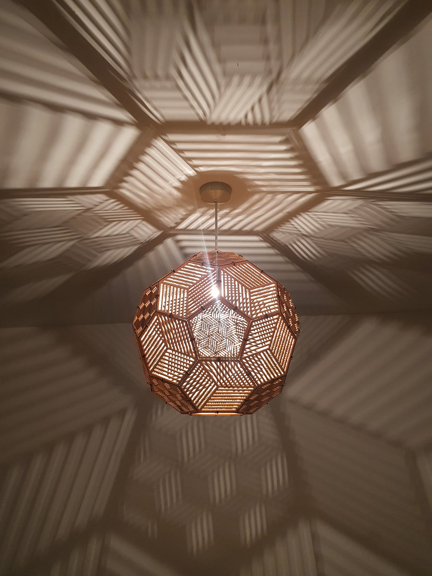 Bespoke wooden Prism light shade.
