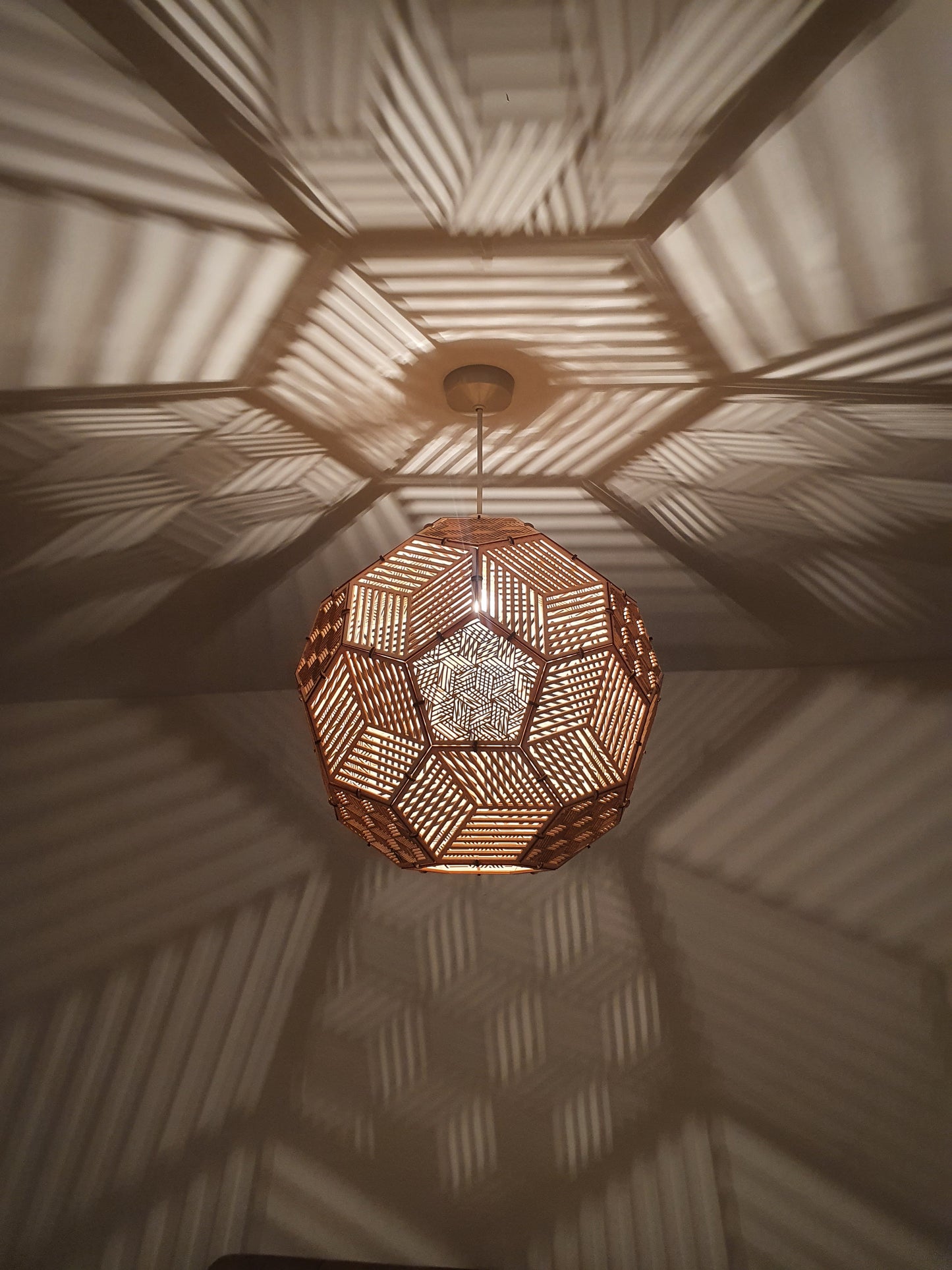 Bespoke wooden Prism light shade.
