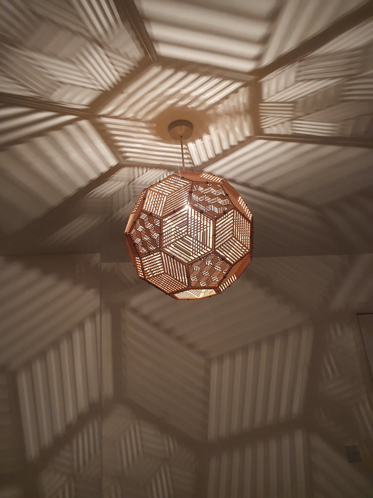 Bespoke wooden Prism light shade.