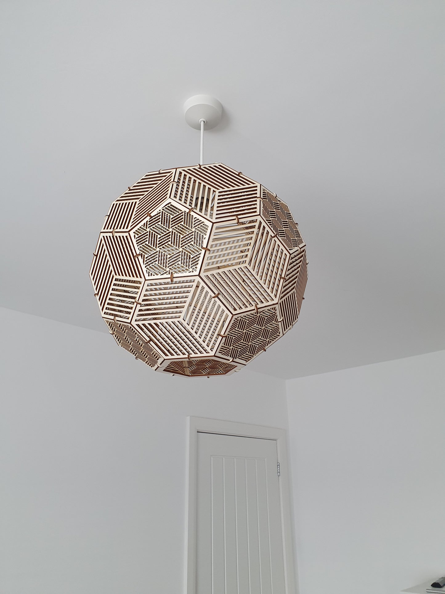 Bespoke wooden Prism light shade.