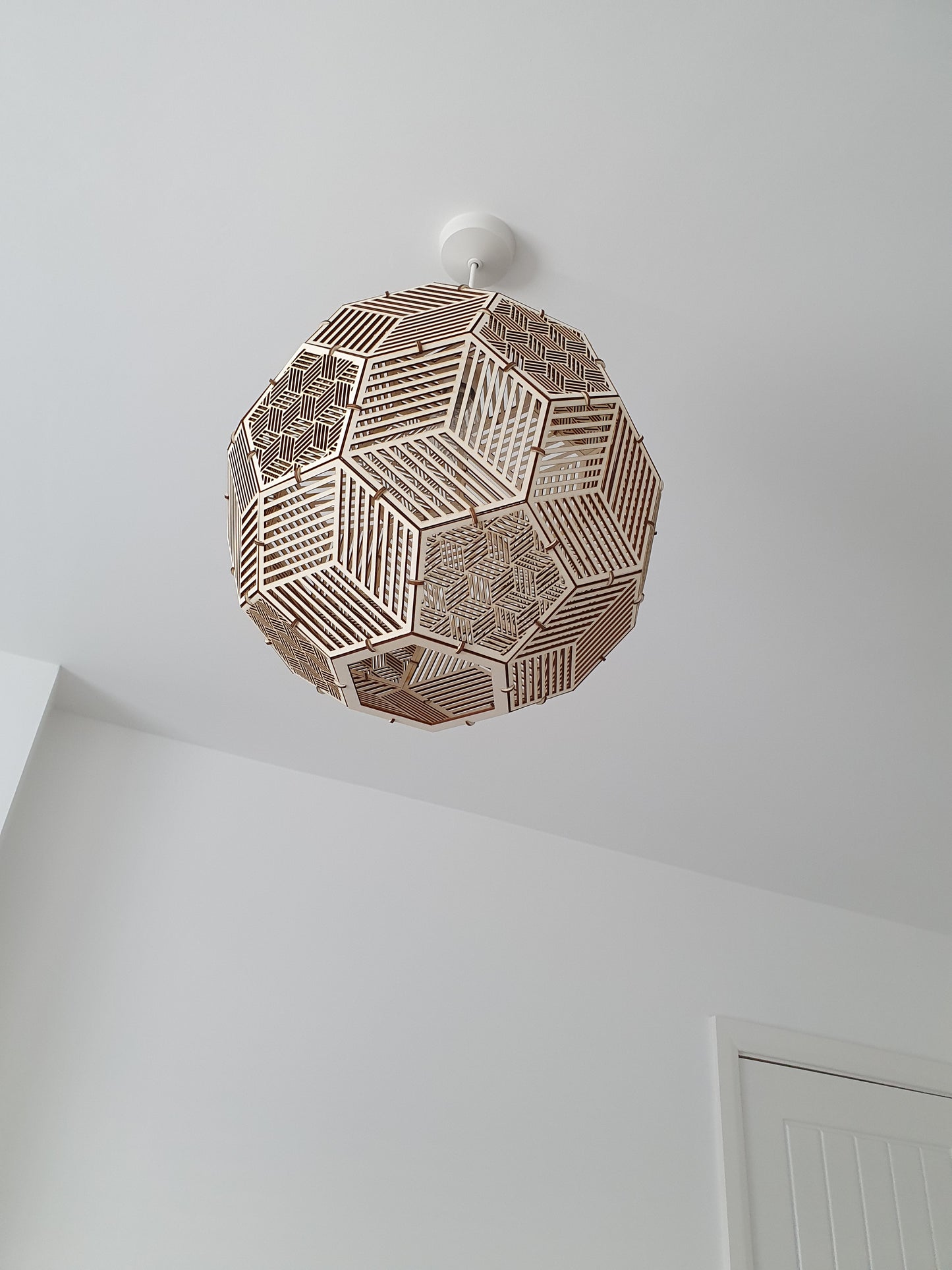 Bespoke wooden Prism light shade.