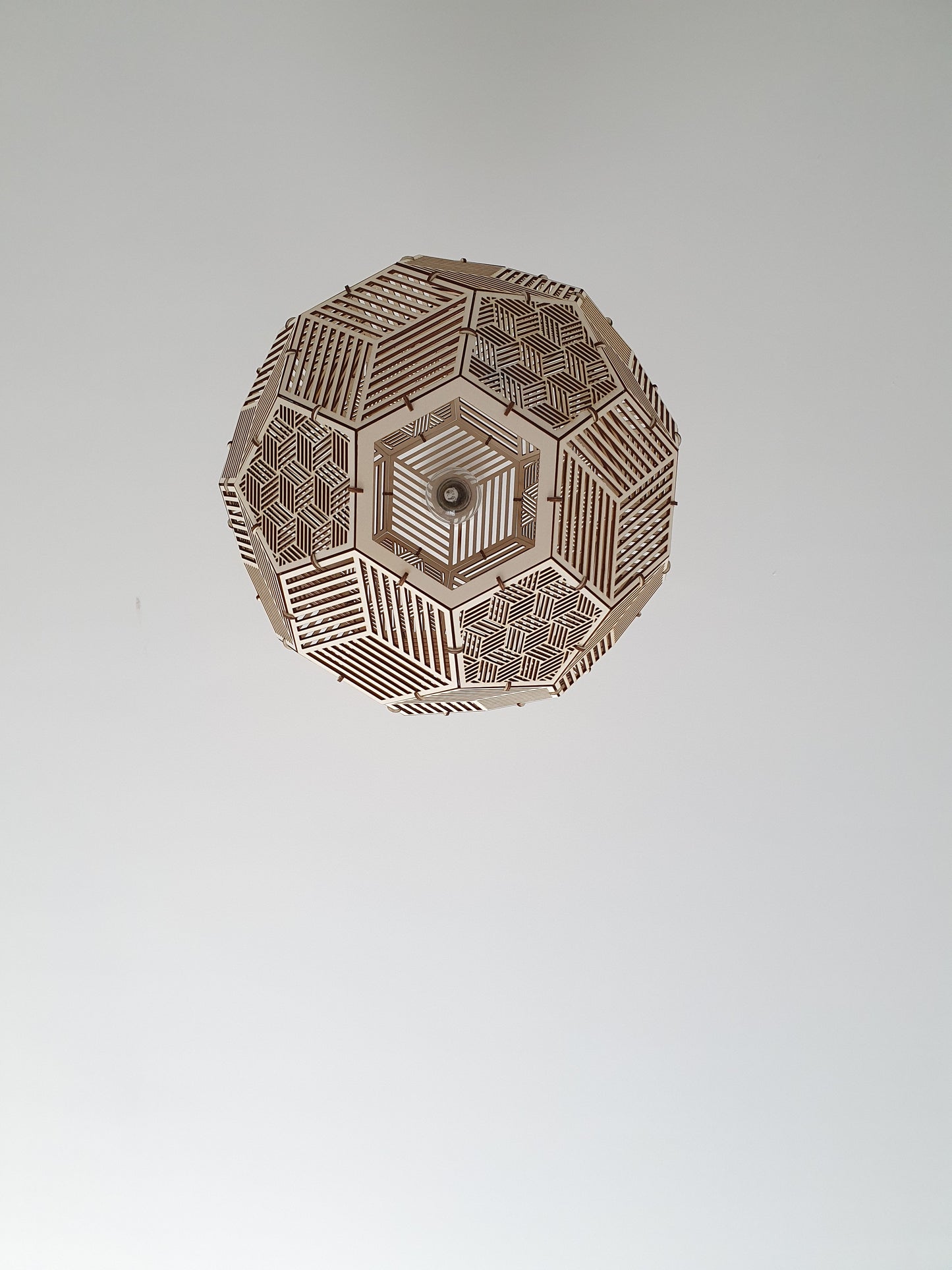 Bespoke wooden Prism light shade.
