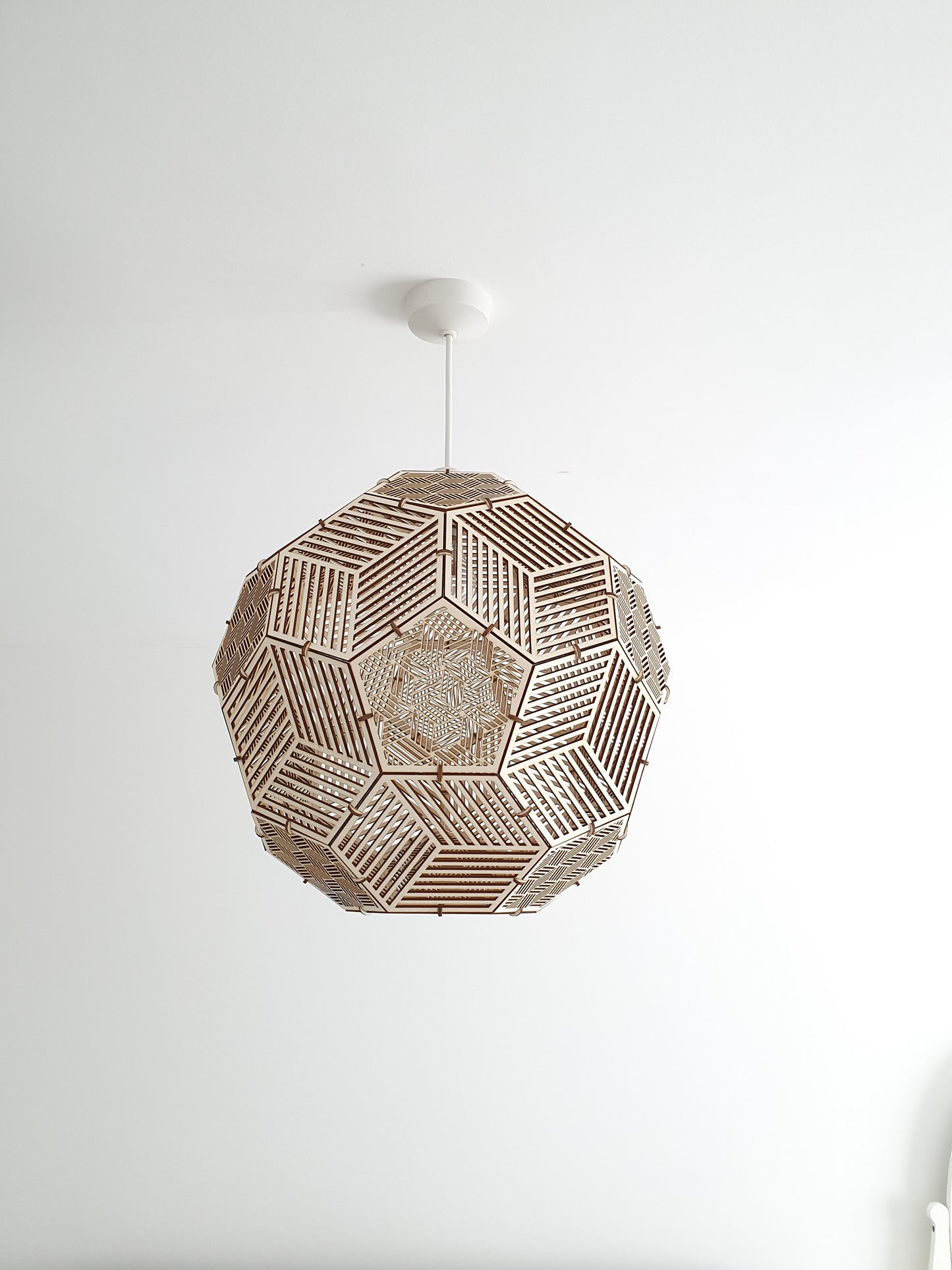 Bespoke wooden Prism light shade.