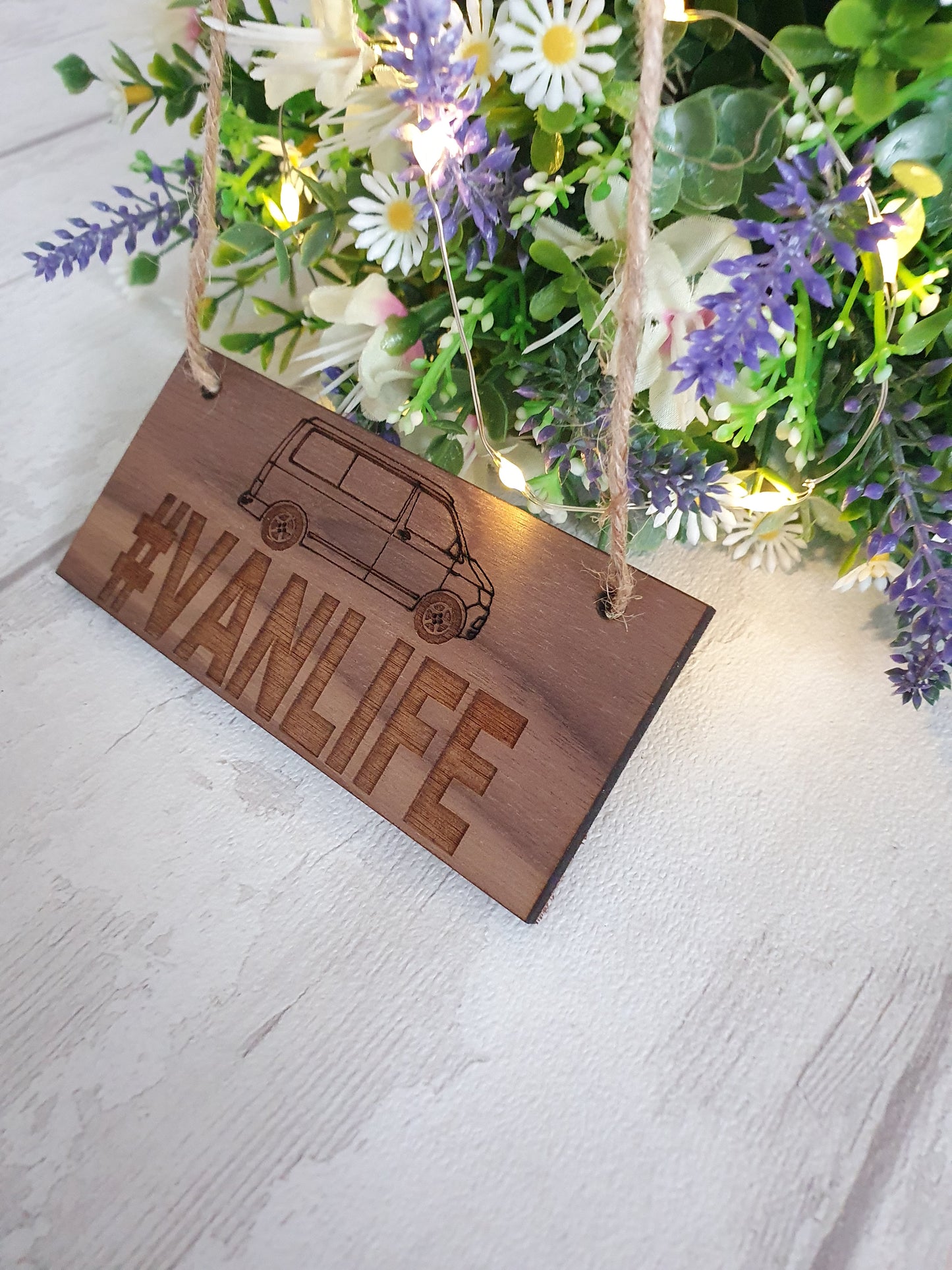 Oak or Walnut veneer sign for camper van, Van Life.
