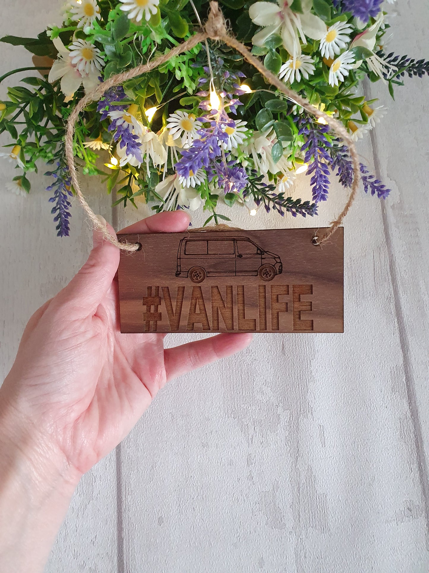 Oak or Walnut veneer sign for camper van, Van Life.