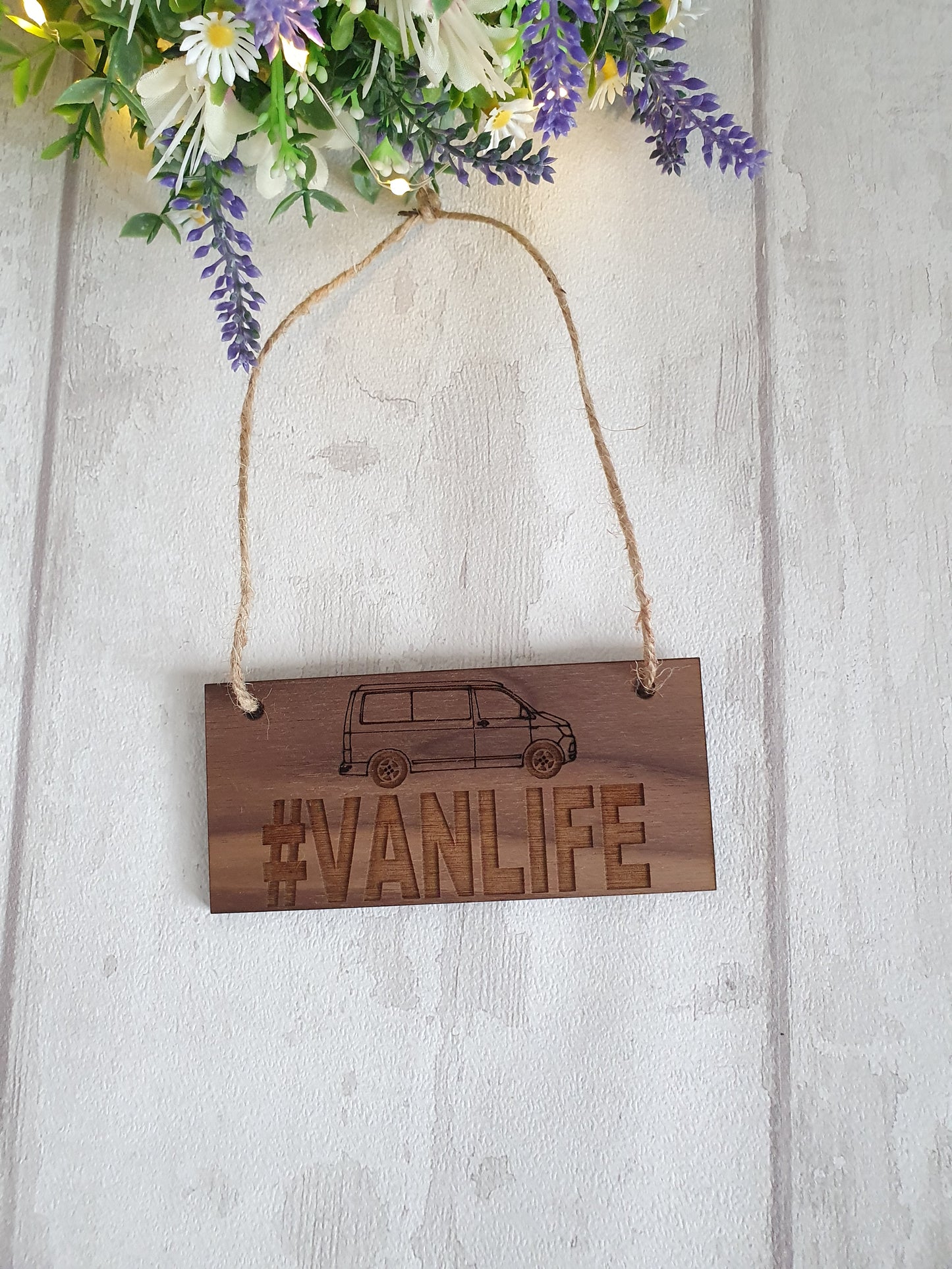 Oak or Walnut veneer sign for camper van, Van Life.
