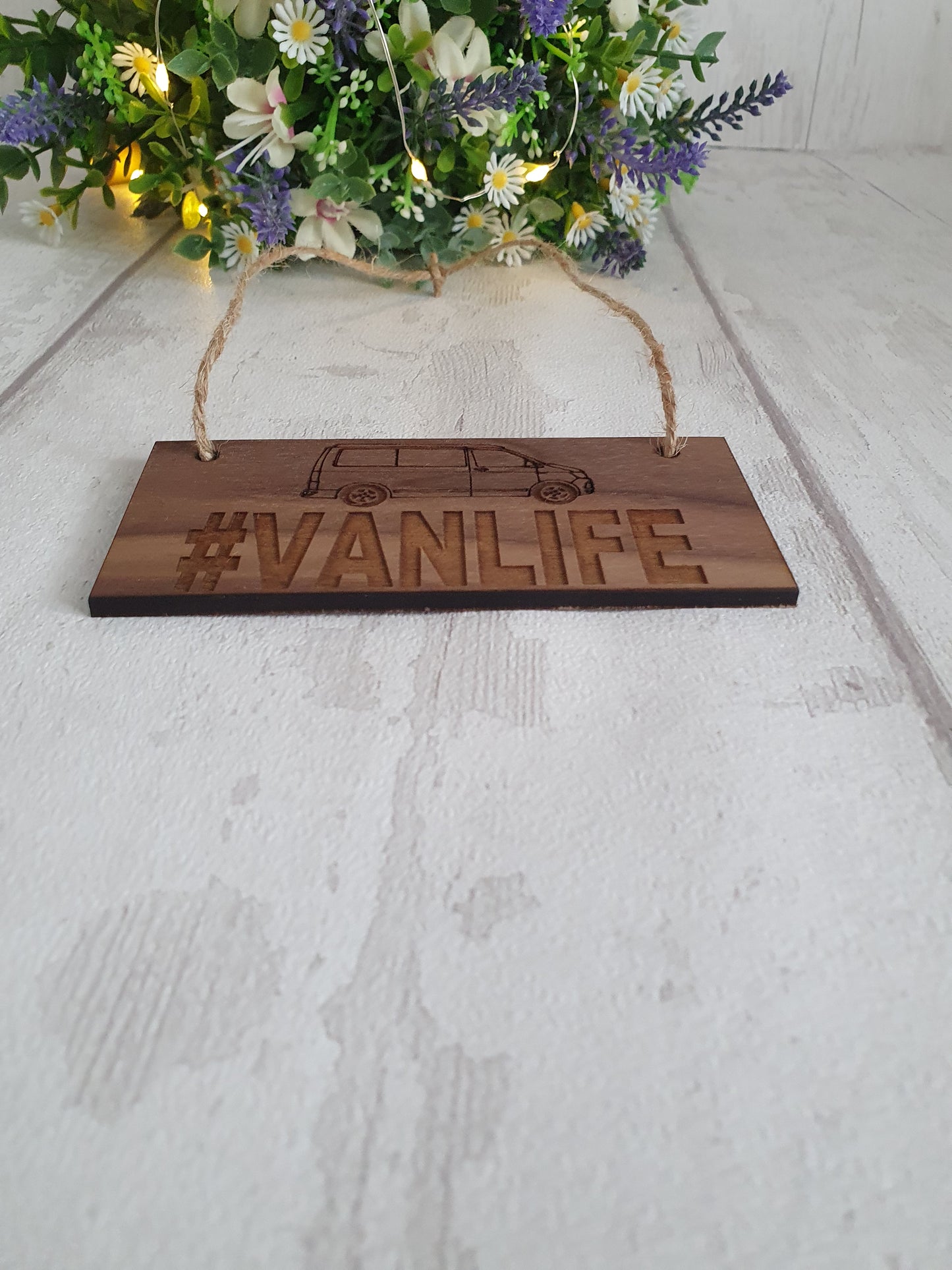 Oak or Walnut veneer sign for camper van, Van Life.