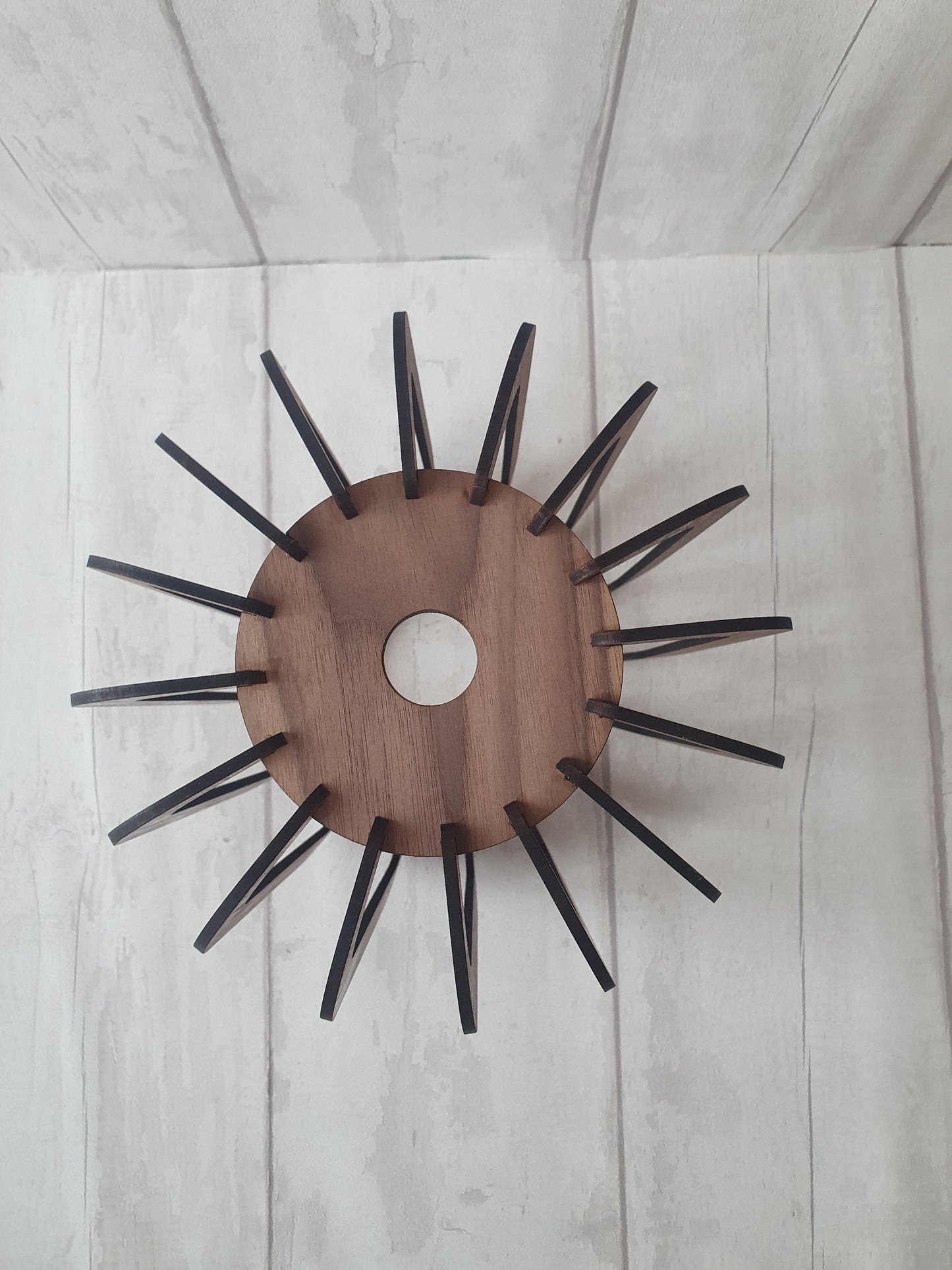 Bespoke Walnut veneer light shade, laser cut.