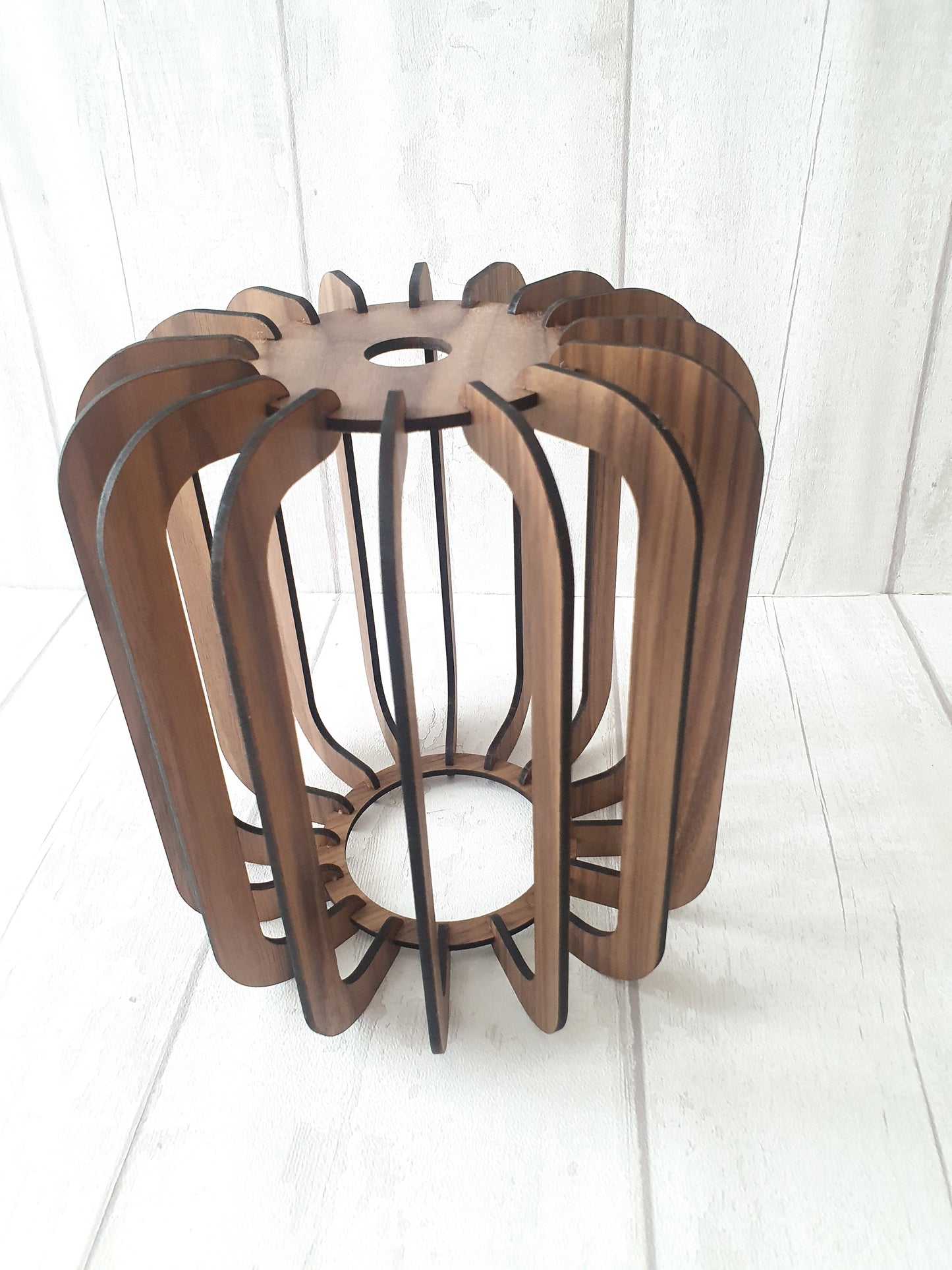 Bespoke Walnut veneer light shade, laser cut.