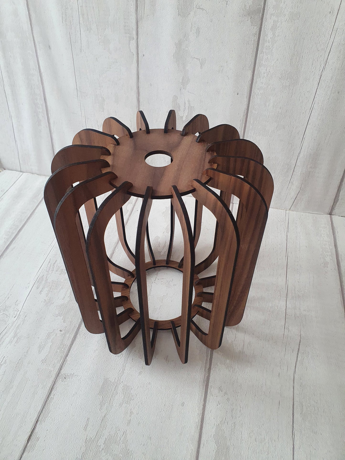 Bespoke Walnut veneer light shade, laser cut.