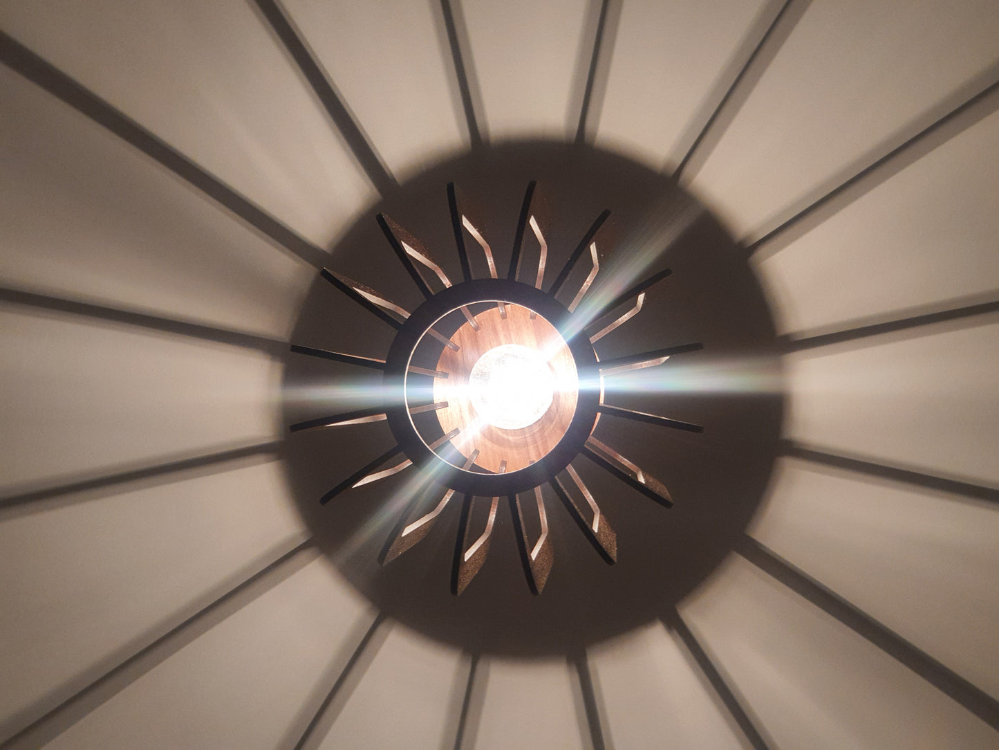 Bespoke Walnut veneer light shade, laser cut.