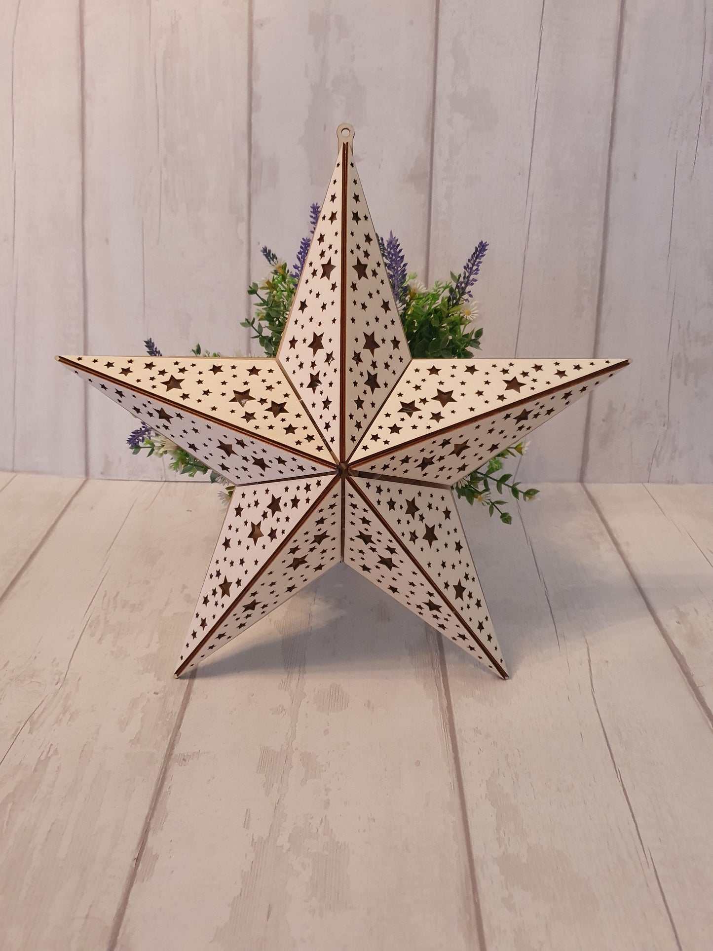 Bespoke wooden Star light Christmas decoration.