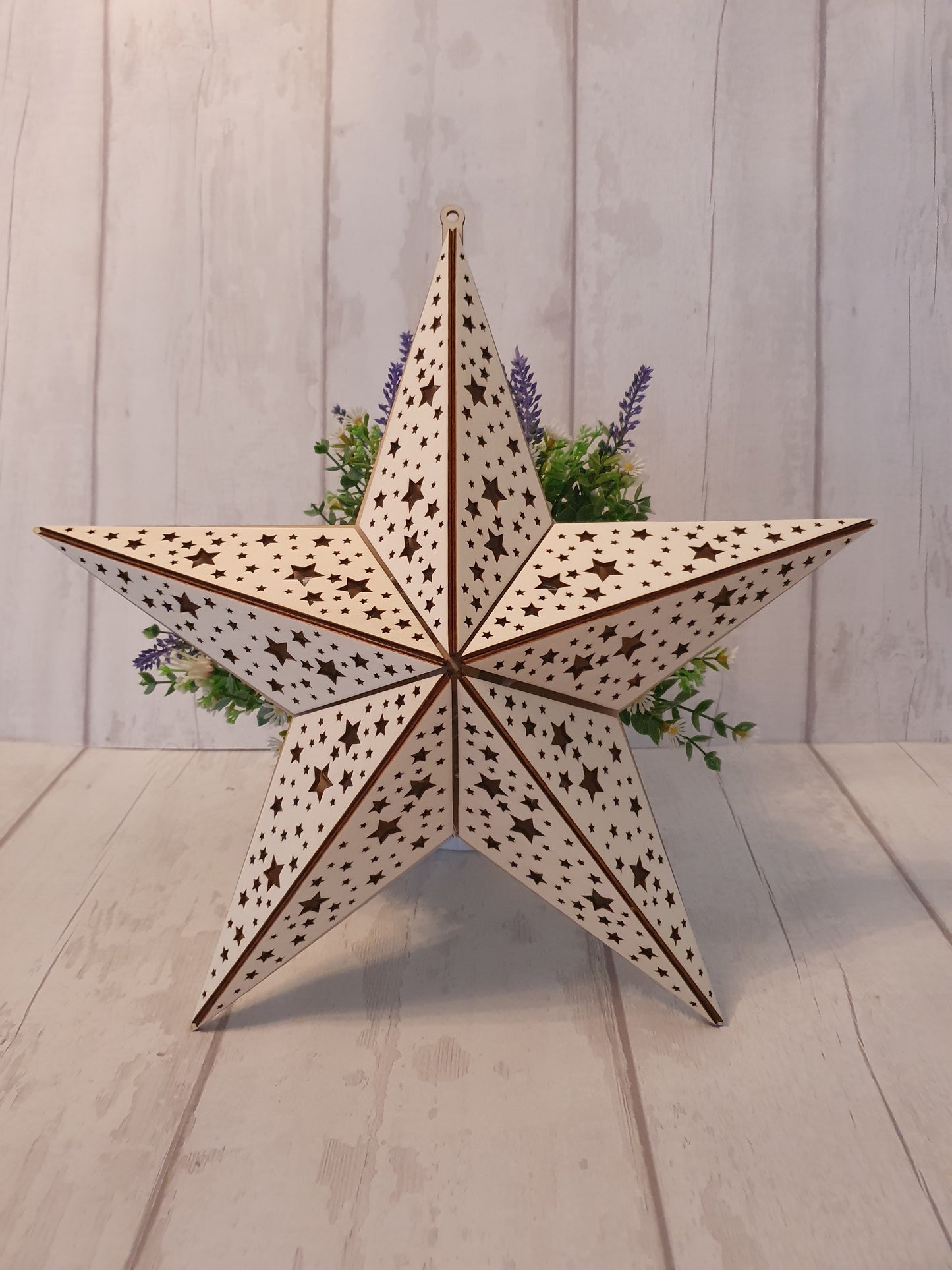Bespoke wooden Star light Christmas decoration.
