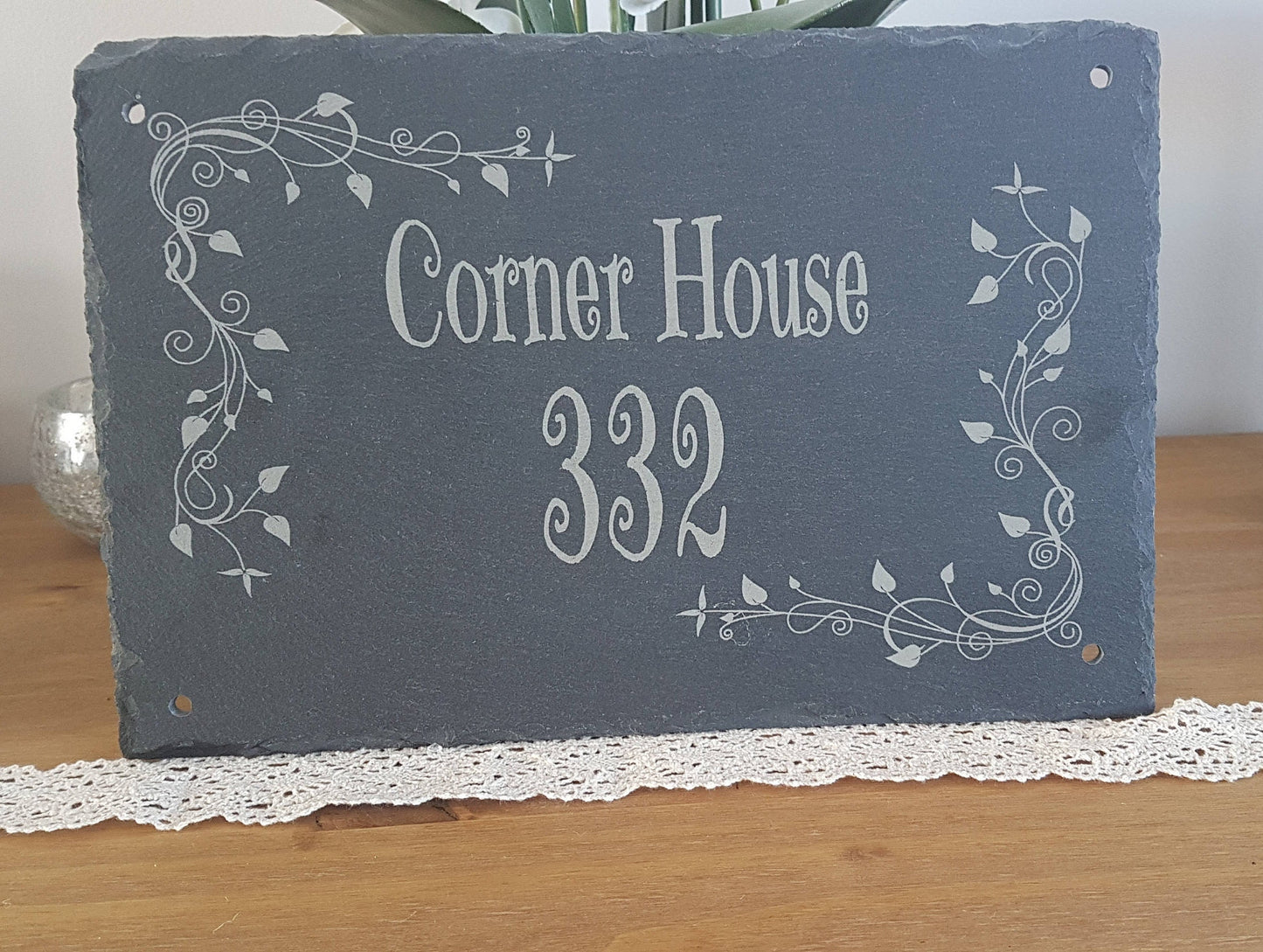 Laser engraved Personalised Real Slate House Sign. - LaserGiftsuk
