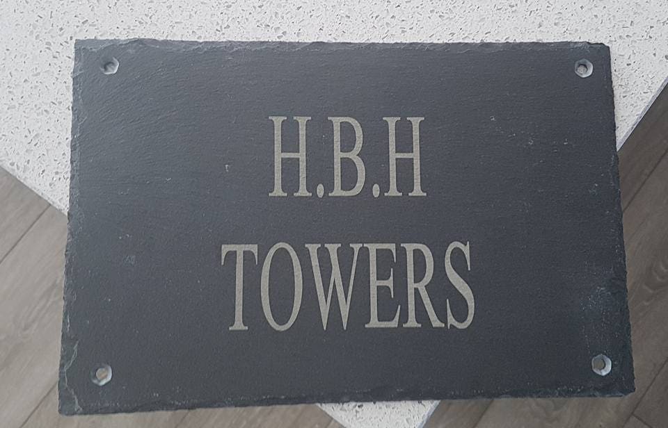Laser engraved Personalised Real Slate House Sign. - LaserGiftsuk