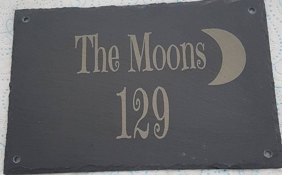 Laser engraved Personalised Real Slate House Sign. - LaserGiftsuk