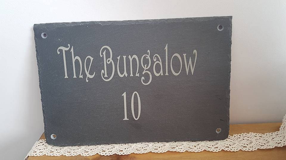 Laser engraved Personalised Real Slate House Sign. - LaserGiftsuk