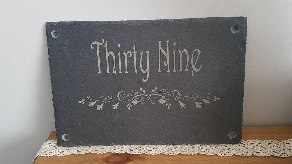 Laser engraved Personalised Real Slate House Sign. - LaserGiftsuk