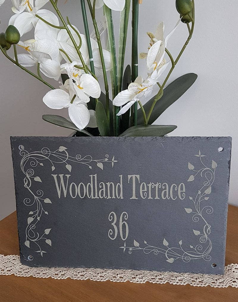 Laser engraved Personalised Real Slate House Sign. - LaserGiftsuk