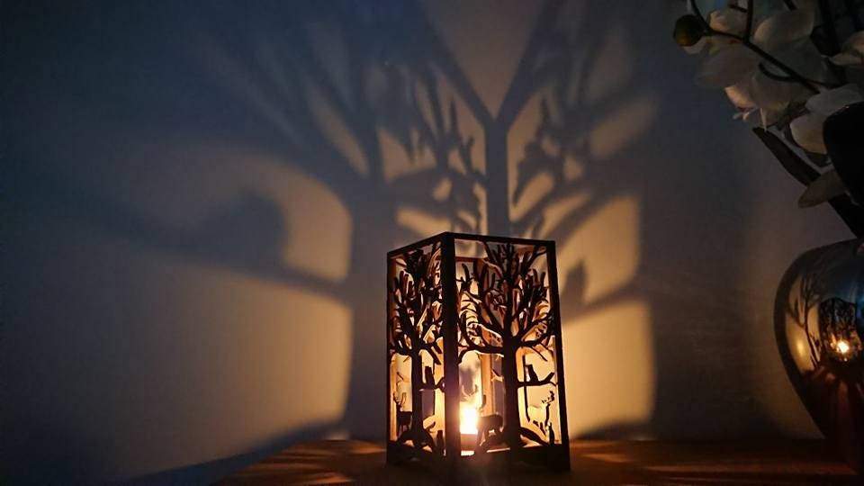 Beautiful Laser cut tea light holder Forest. - LaserGiftsuk