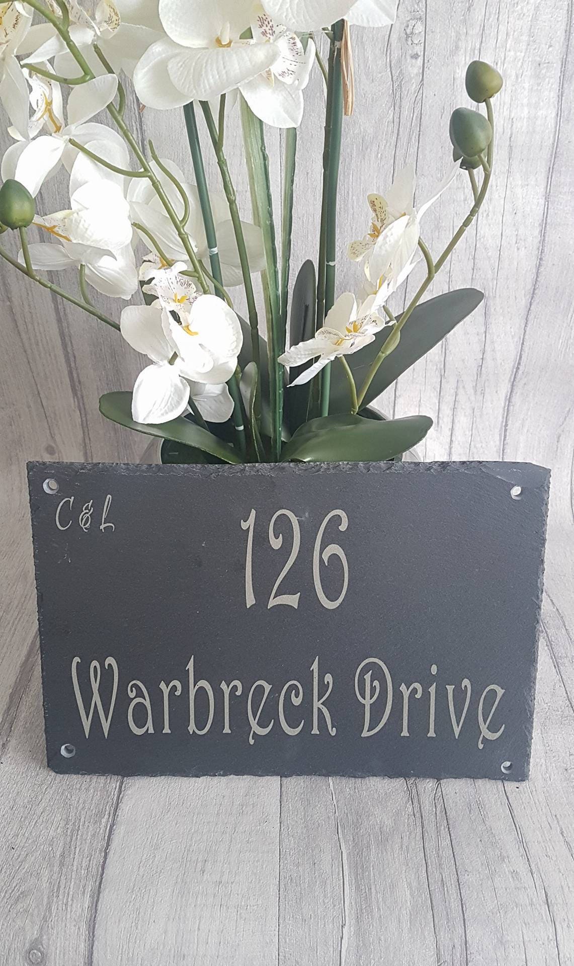 Laser engraved Personalised Real Slate House Sign. - LaserGiftsuk