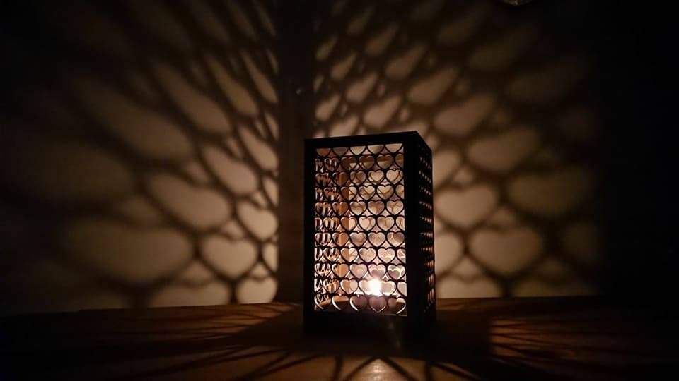 Beautiful laser cut heart tea light holder. - LaserGiftsuk