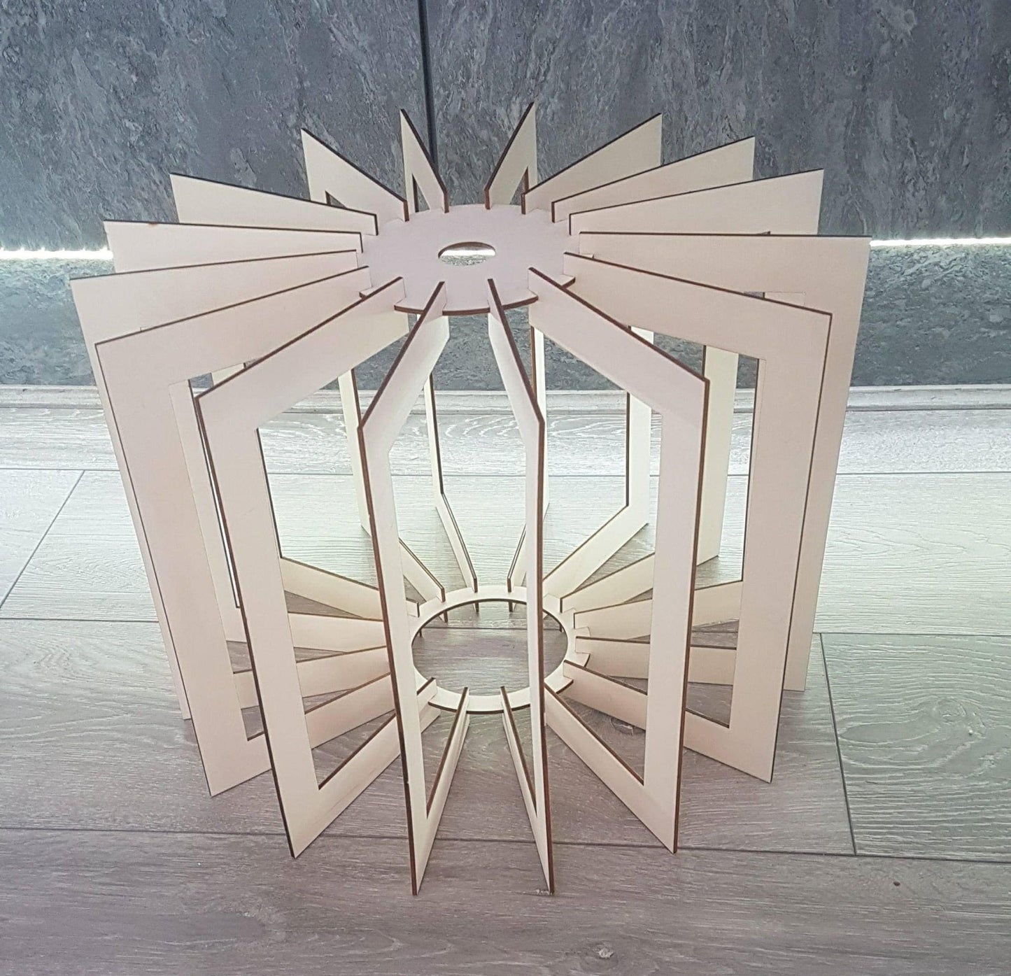 Bespoke laser cut wooden ceiling light shade. - LaserGiftsuk