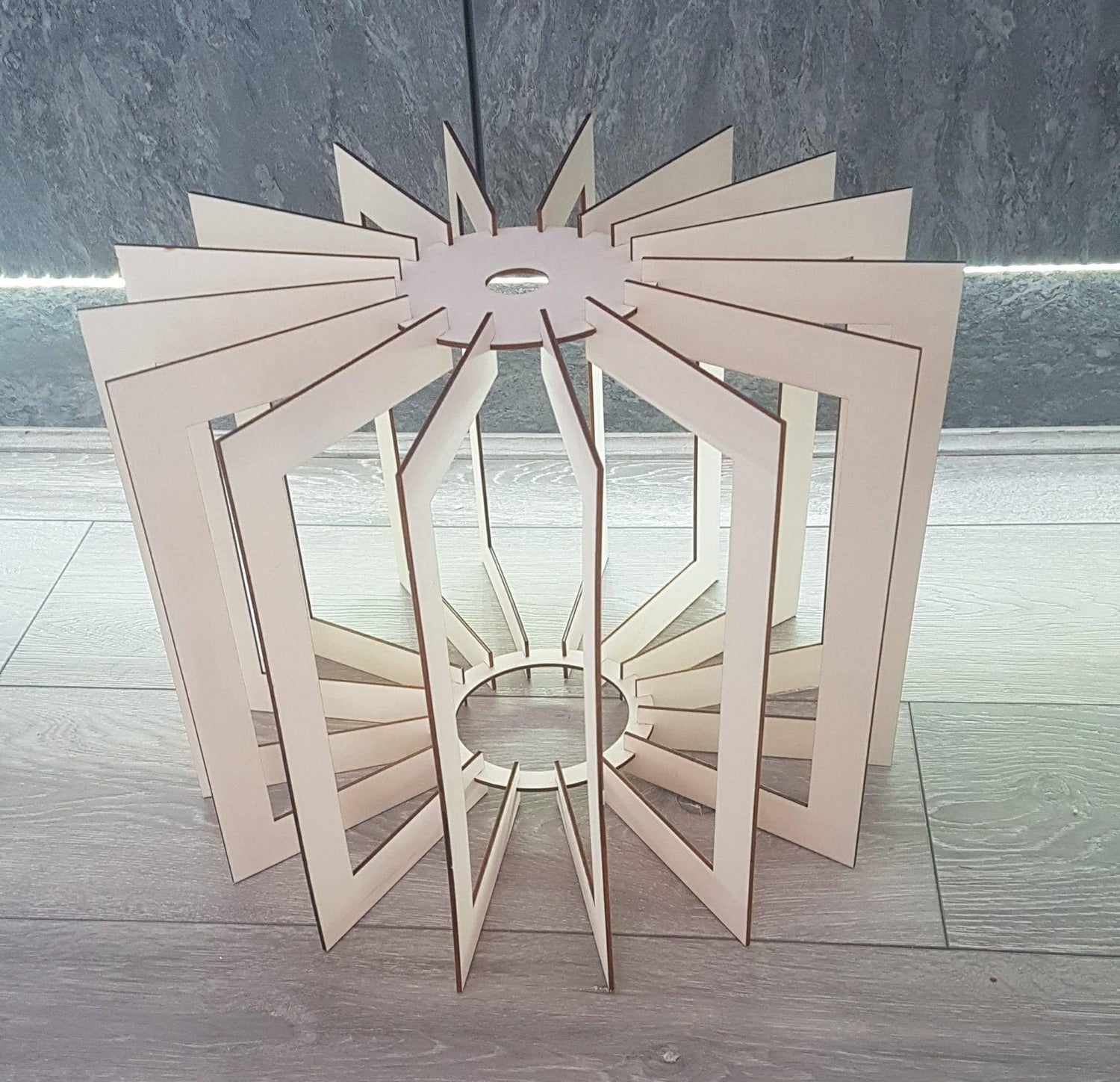 Bespoke laser cut wooden ceiling light shade. - LaserGiftsuk