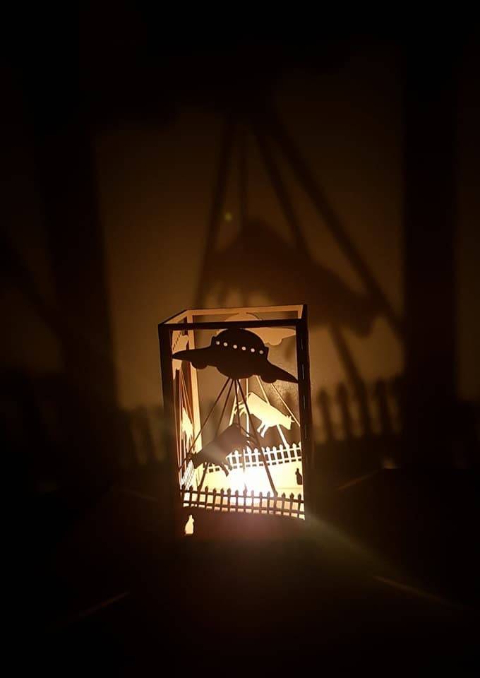Funky novelty UFO laser cut tea light holder. - LaserGiftsuk