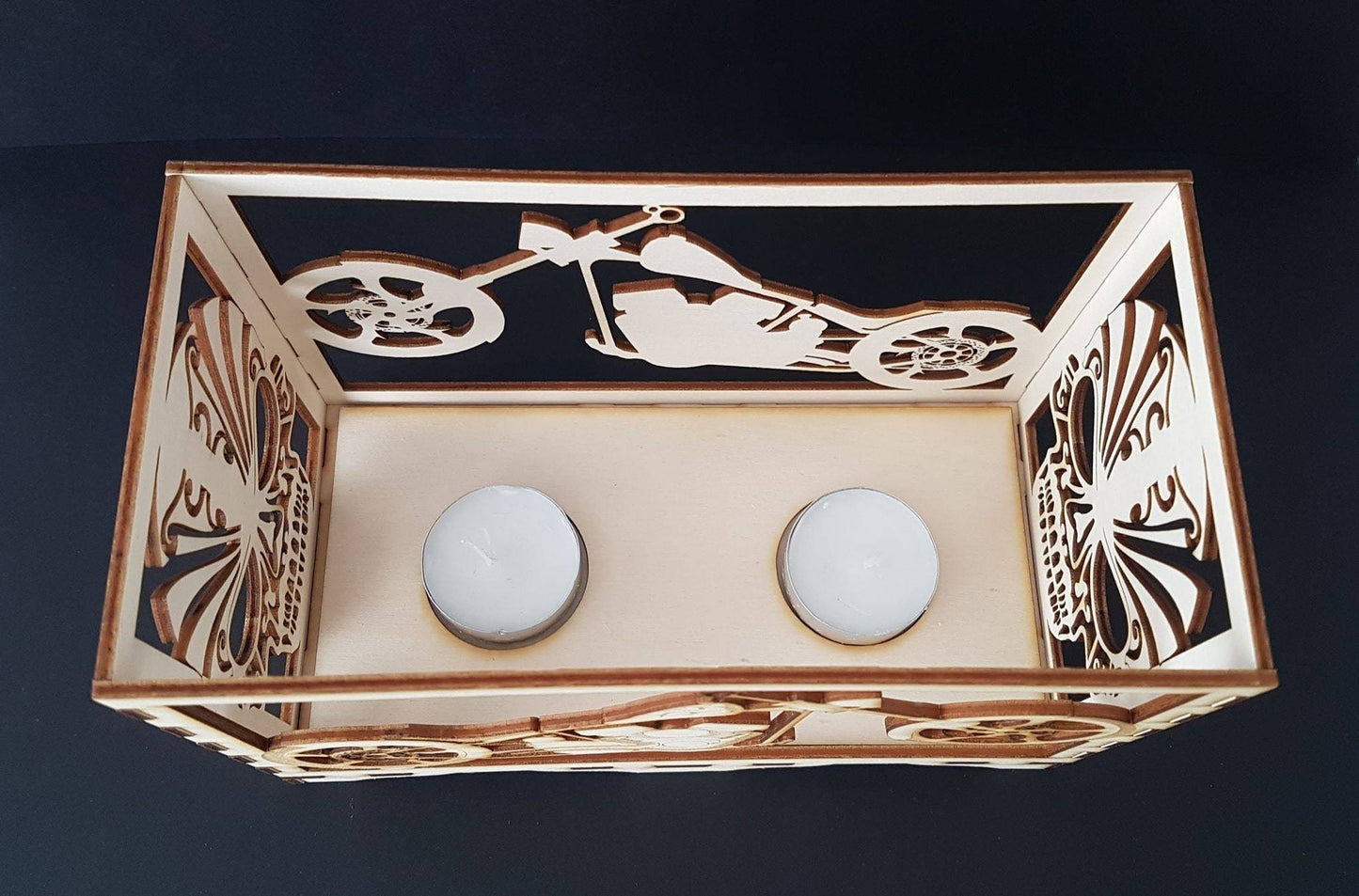 Bespoke motorbike laser cut tea light holder. - LaserGiftsuk