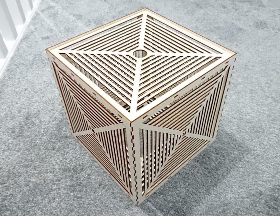 Bespoke cube laser cut light shade. - LaserGiftsuk