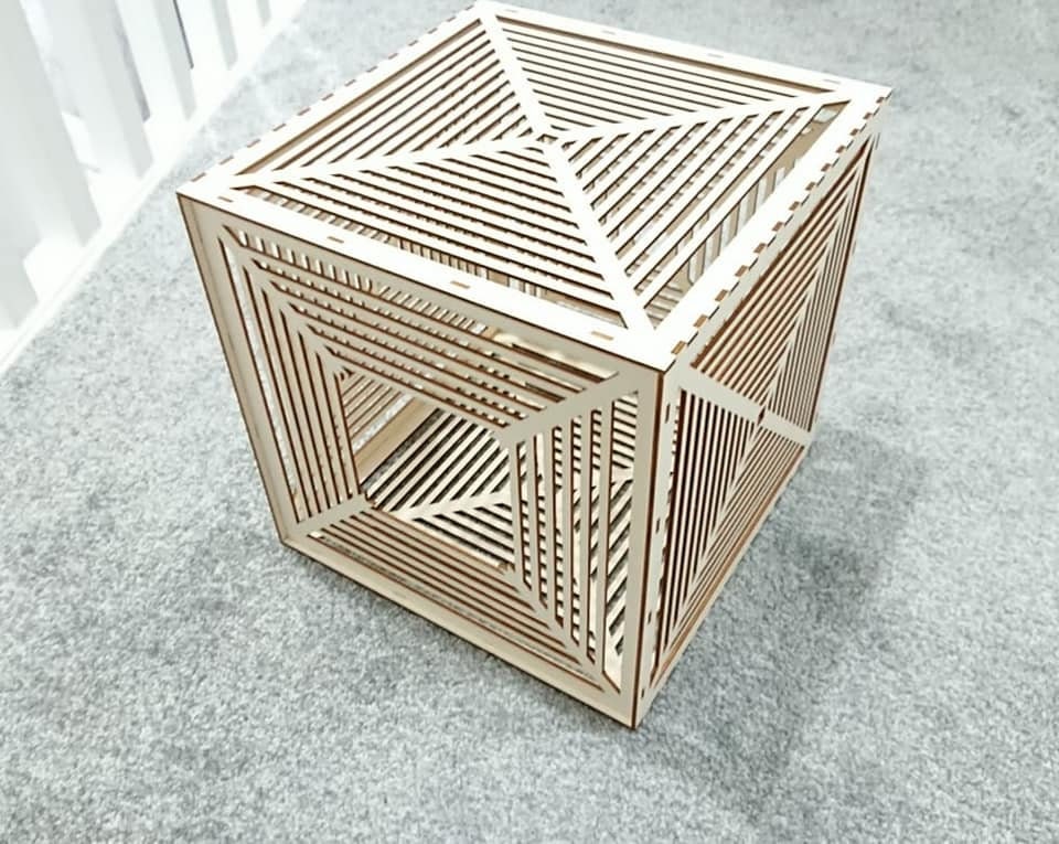 Bespoke cube laser cut light shade. - LaserGiftsuk