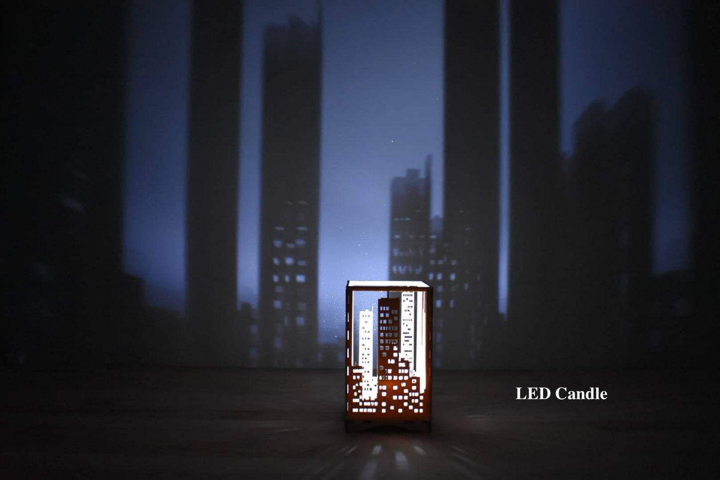 Laser cut City silhouette tea light holder. - LaserGiftsuk