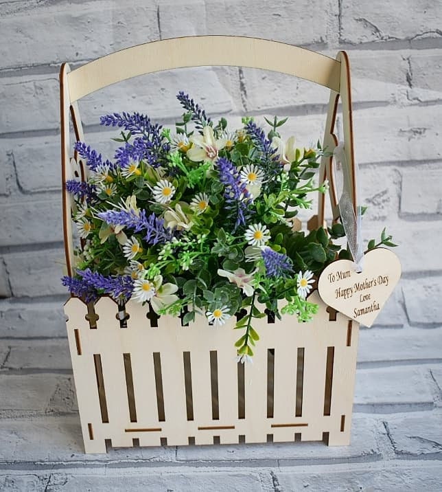Personalised laser cut flower box holder. - LaserGiftsuk