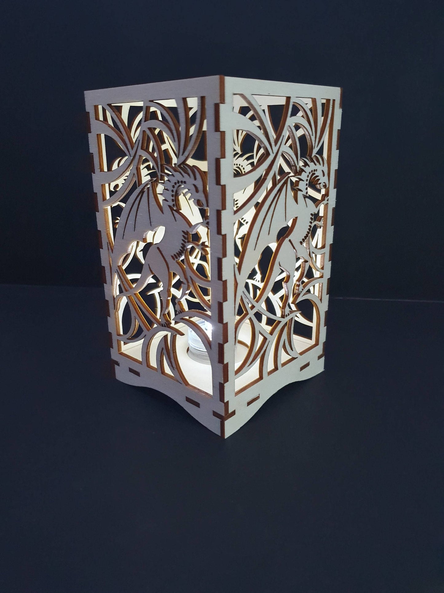 Laser cut Dragon tea light holder. - LaserGiftsuk