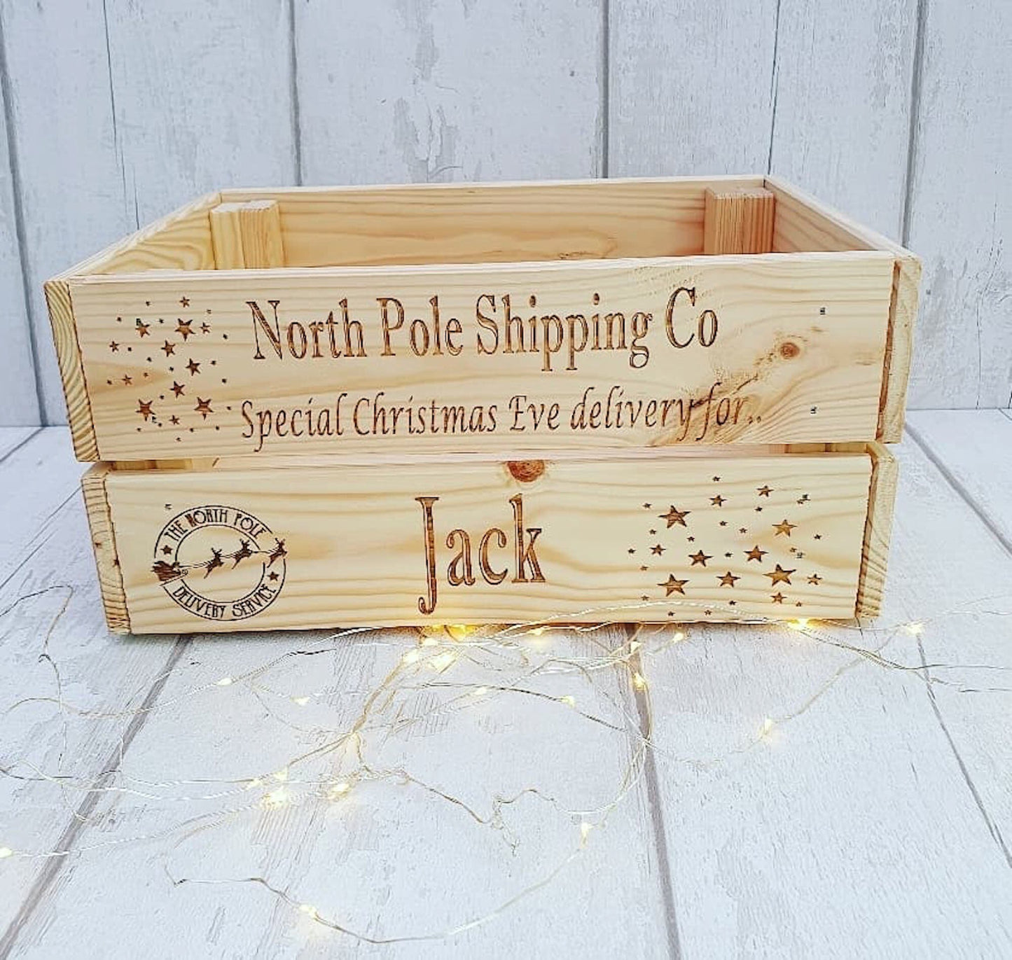 Personalised wooden Christmas eve crate. - LaserGiftsuk
