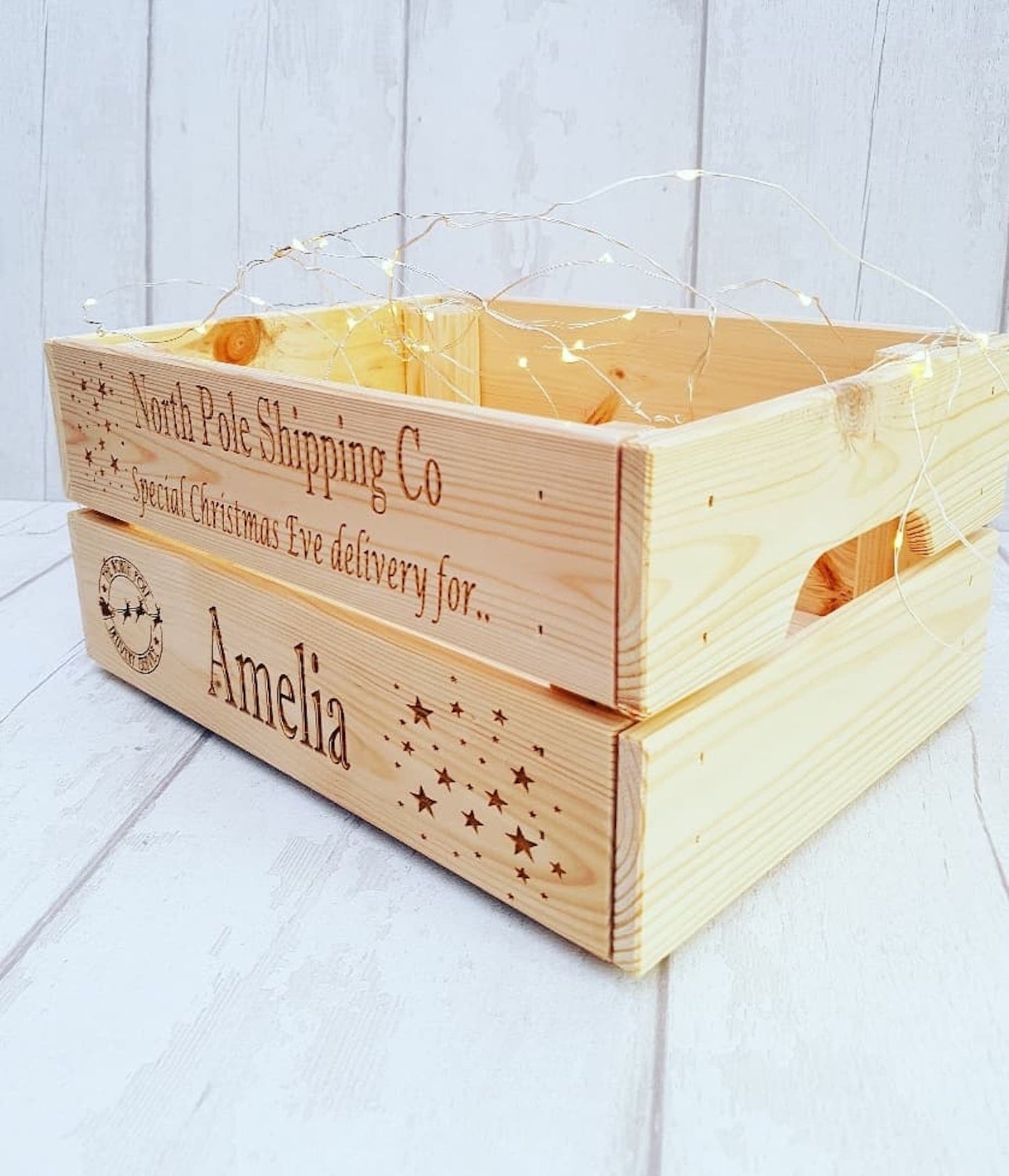 Personalised wooden Christmas eve crate. - LaserGiftsuk